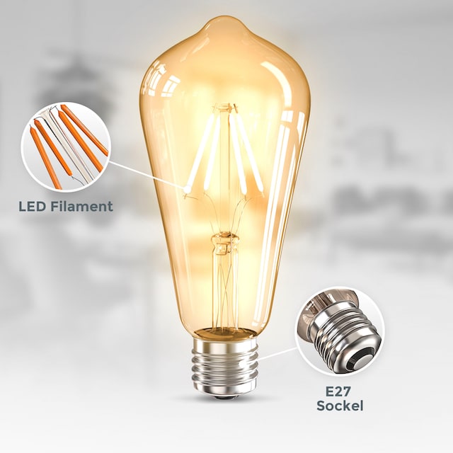 B.K.Licht LED-Leuchtmittel »BK_LM1403 LED Leuchtmittel 3er Set E27 ST64«,  E27, 3 St., Warmweiß, 2.700 K Edison Vintage Glühbirne Filament online bei  OTTO