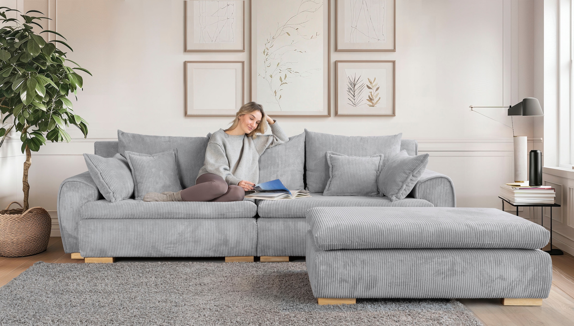 Home affaire Big-Sofa »Katja«, Breite 275 cm, Cord-Bezug