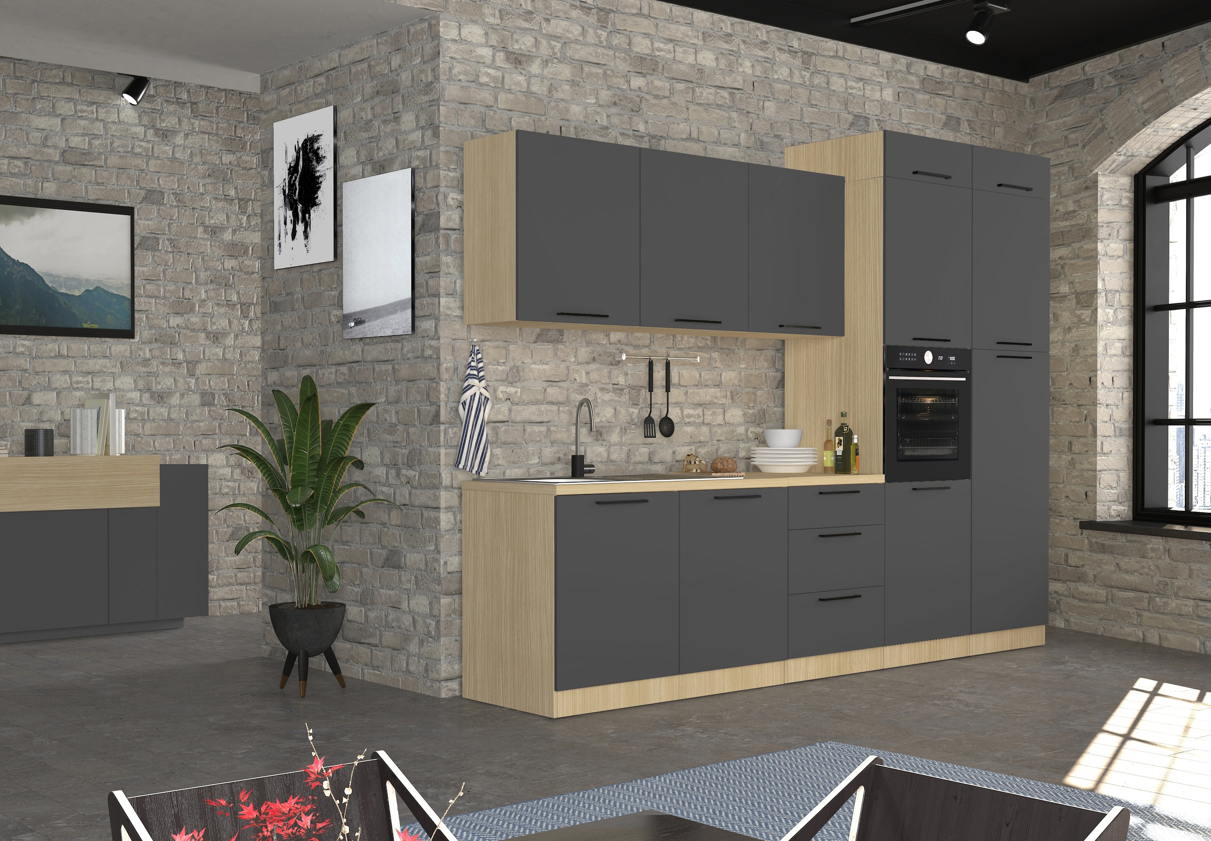 KOCHSTATION Aufsatzschrank »Luna, Hängeschrank, Küchenhängeschrank, Made in Italy« B/T/H: 60×60×20 cm, zusätzlicher Stauraum über der Arbeitsfläche