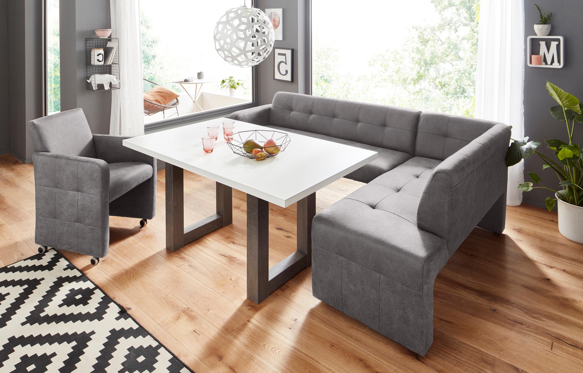 exxpo - sofa fashion Eckbank »Barista mit toller Detailverarbeitung, hohe Bodenfreiheit« Komfortsitzhöhe 49cm, Frei im Raum stellbar