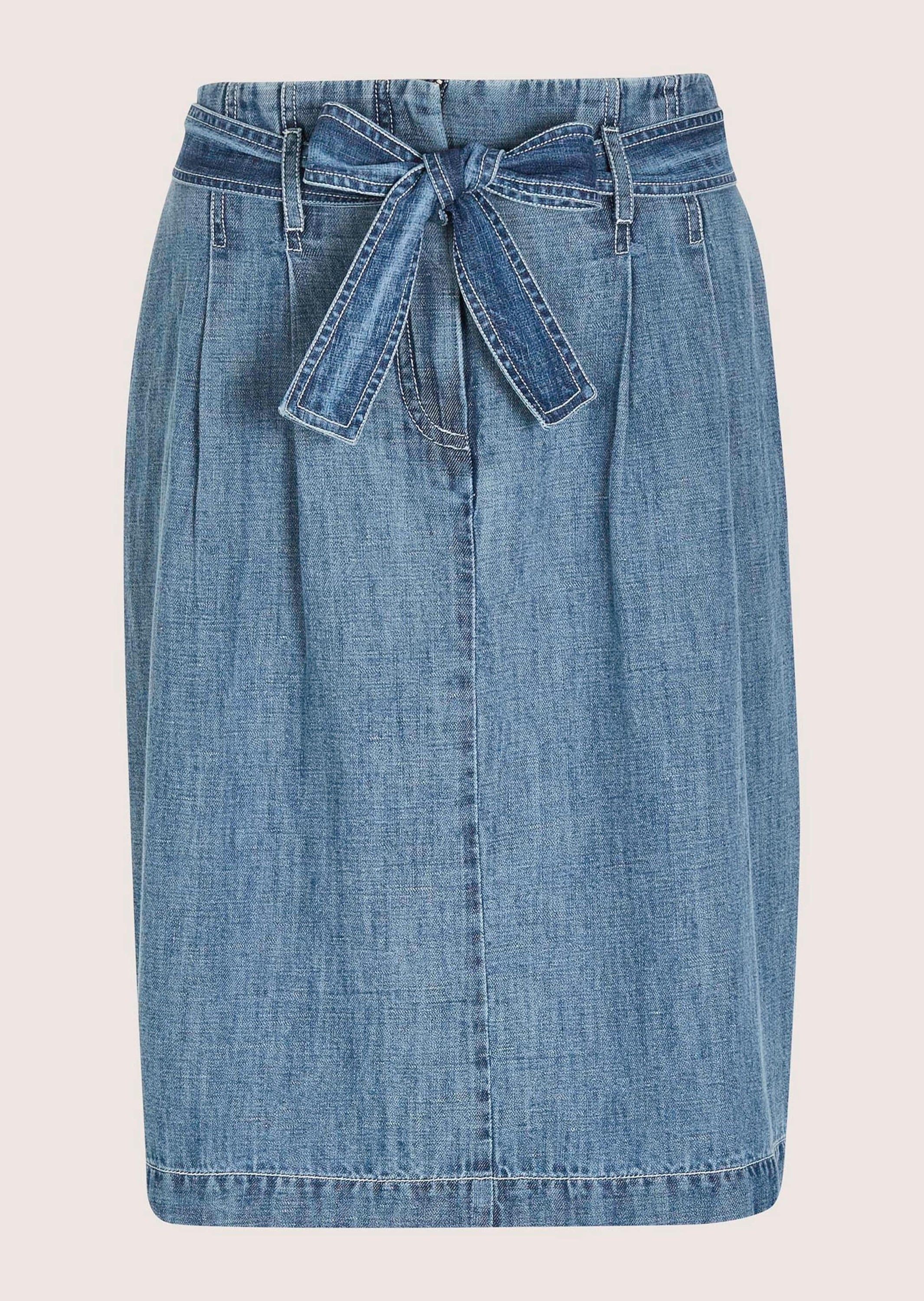 MADELEINE Regular-fit-Jeans »Jeansrock Baumwollrock mit Bundfalten« Jeansrock mit Bindegürtel