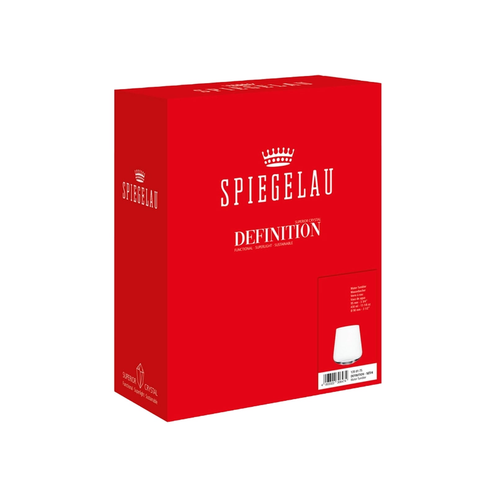 SPIEGELAU Glas »Wassergläser Definition 425 ml 4er Set transparent« Spülmaschinengeeignet