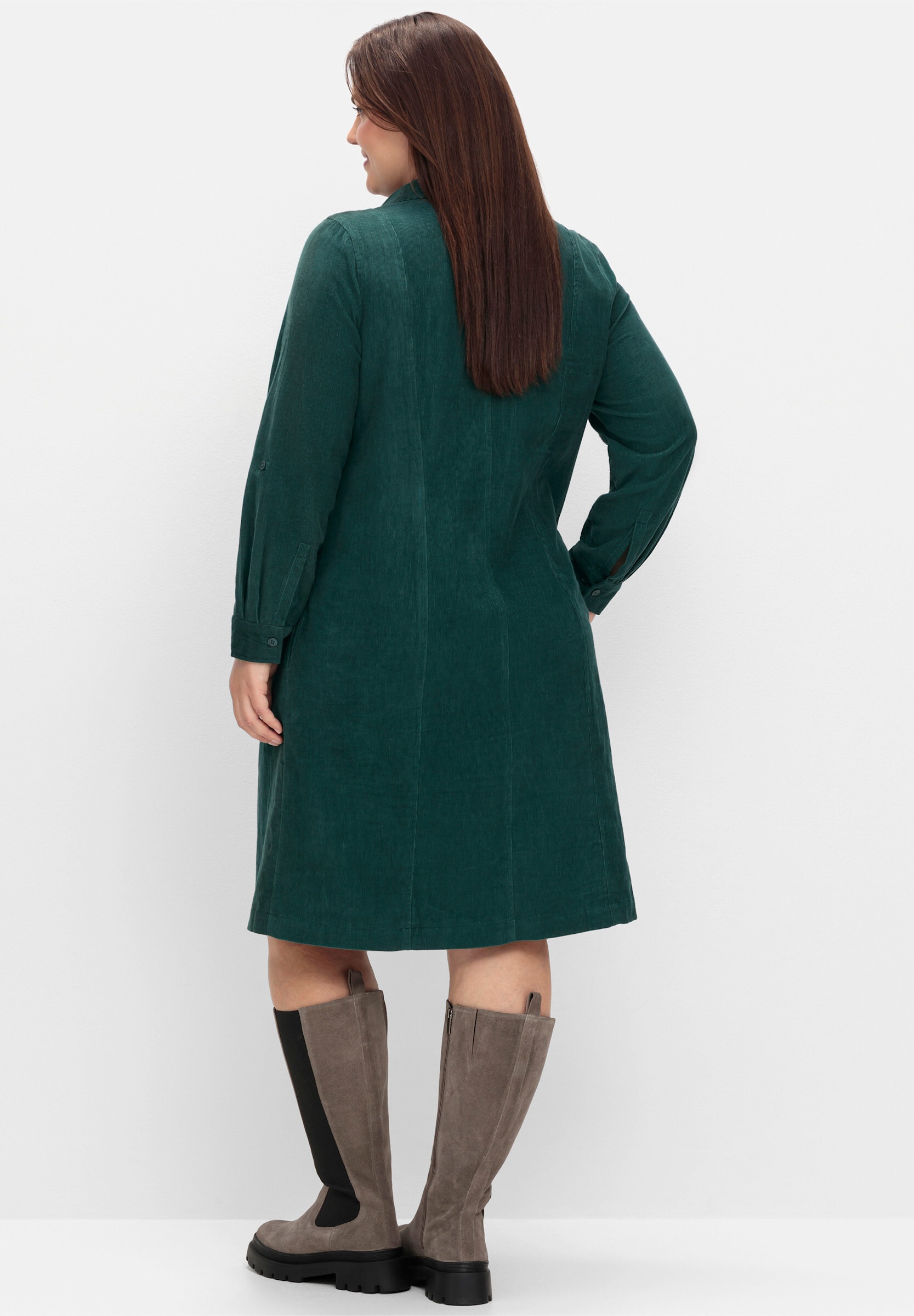 Sheego Hemdblusenkleid »Cord-Kleid Hemdblusenkleid aus weichem Cord« aus weichem Cord, mit Krempelarm
