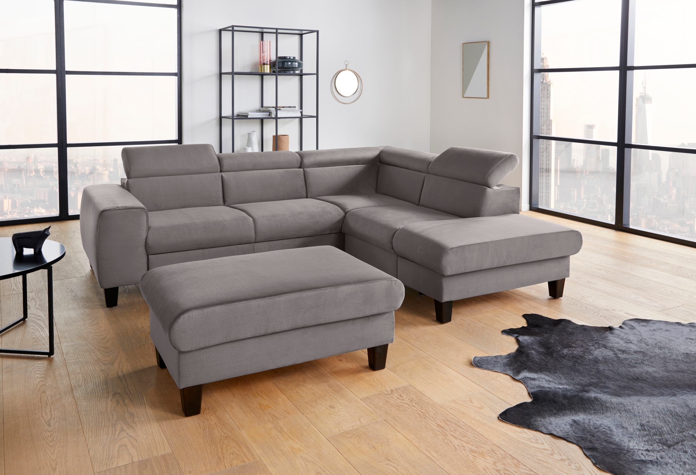 COTTA Ecksofa »Morven L-Form« wahlweise mit Bettfunktion, Bettkasten & Wireless-Charger