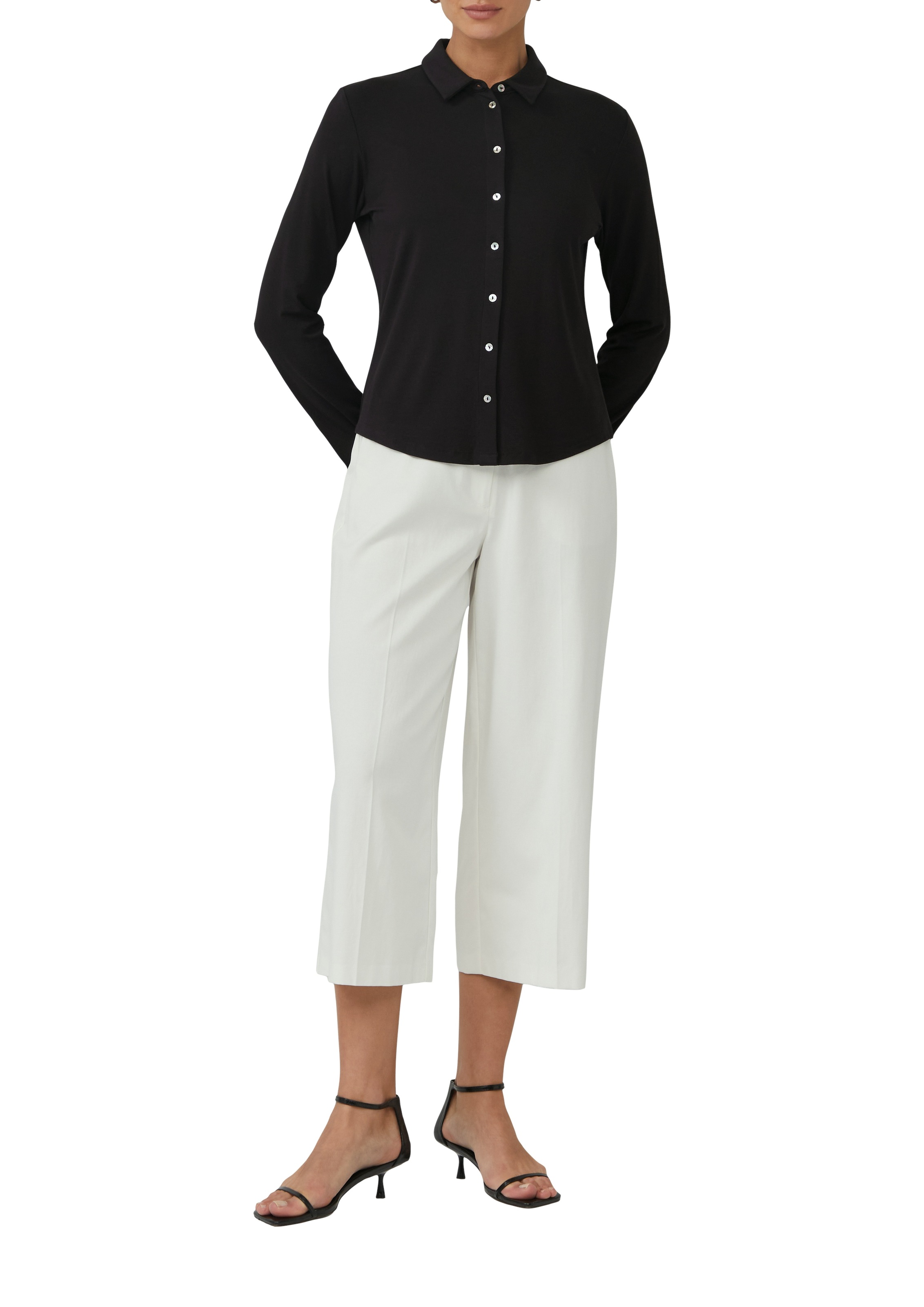 s.Oliver BLACK LABEL Hemdbluse, mit Perlmuttknöpfen