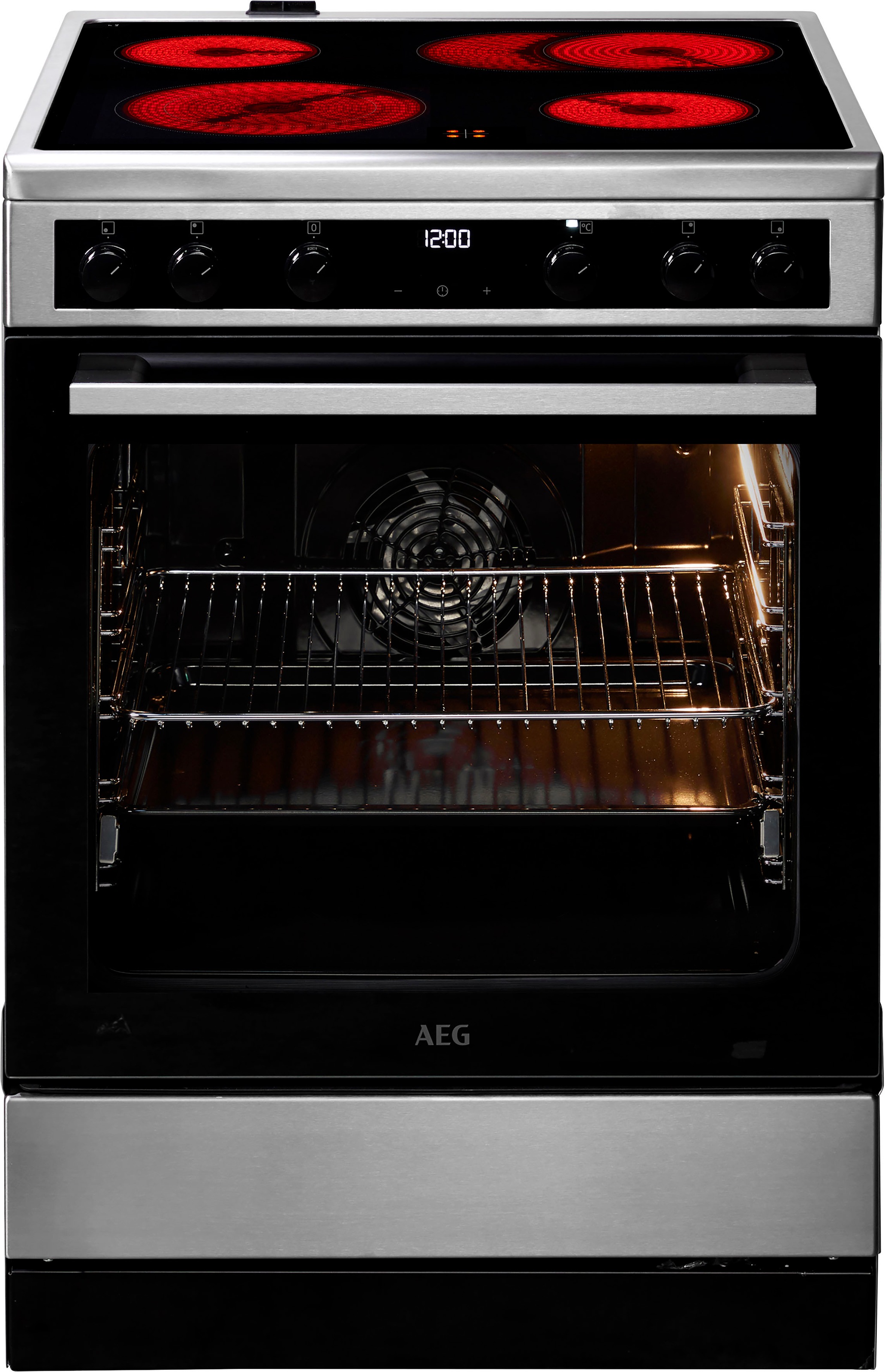 Aeg Elektro-Standherd »CCB6445CBM« mit FlexiRunners – Teilauszug (3 Paar) Heißluftsystem, Bräter- und Mehrkreiskochzone, 60 cm in silberfarben