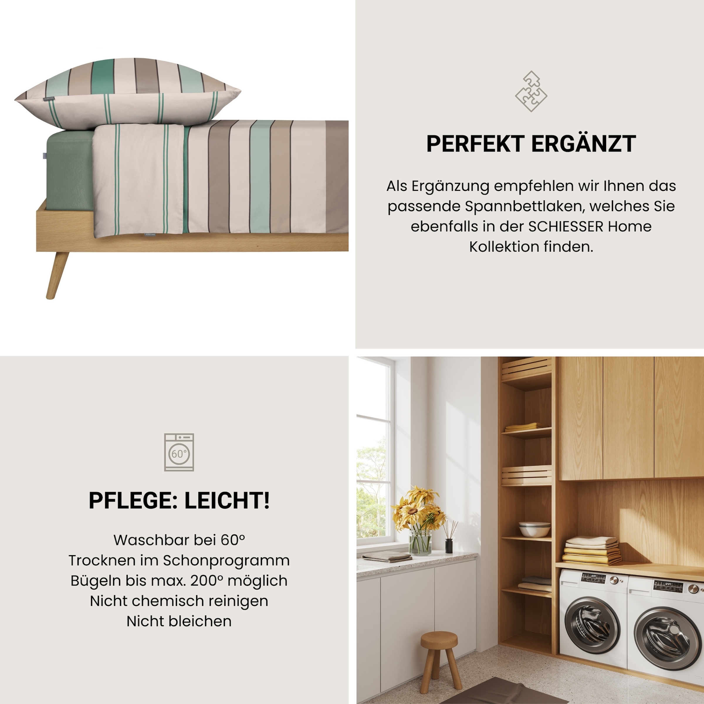 Schiesser Wendebettwäsche »Knut aus weicher Baumwolle mit Streifen« 2 MADE IN GREEN by OEKO-TEX®