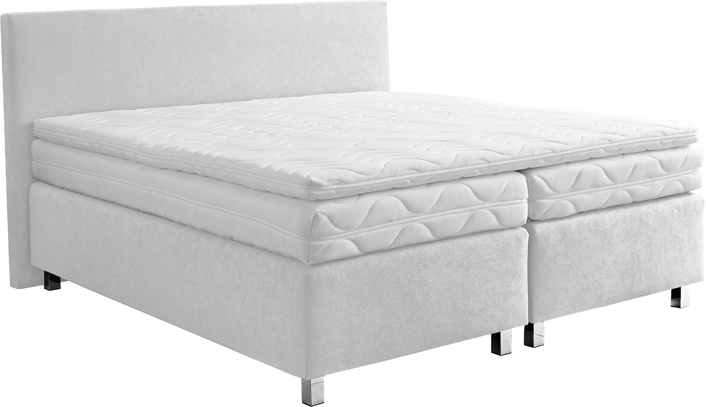 Westfalia Schlafkomfort Boxspringbett »Florenz in den Breiten 160x200, 180x200cm & 200x200cm« Verchromte Metallfüße, die die Kopfteilform aufgreifen