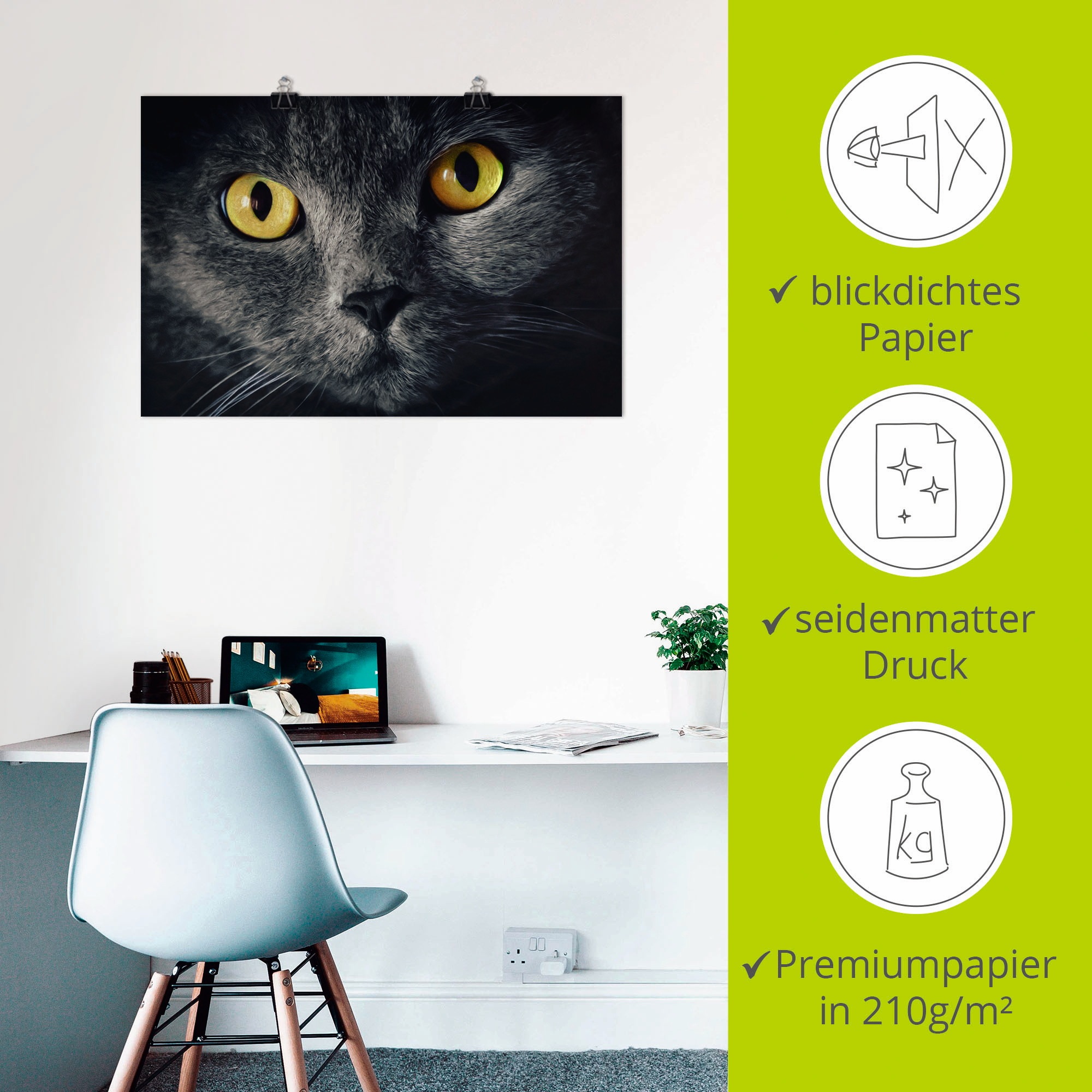 Artland Wandbild »Katzenaugen«, Haustiere, (1 St.), als Alubild, Outdoorbild, Leinwandbild, Poster in verschied. Größen