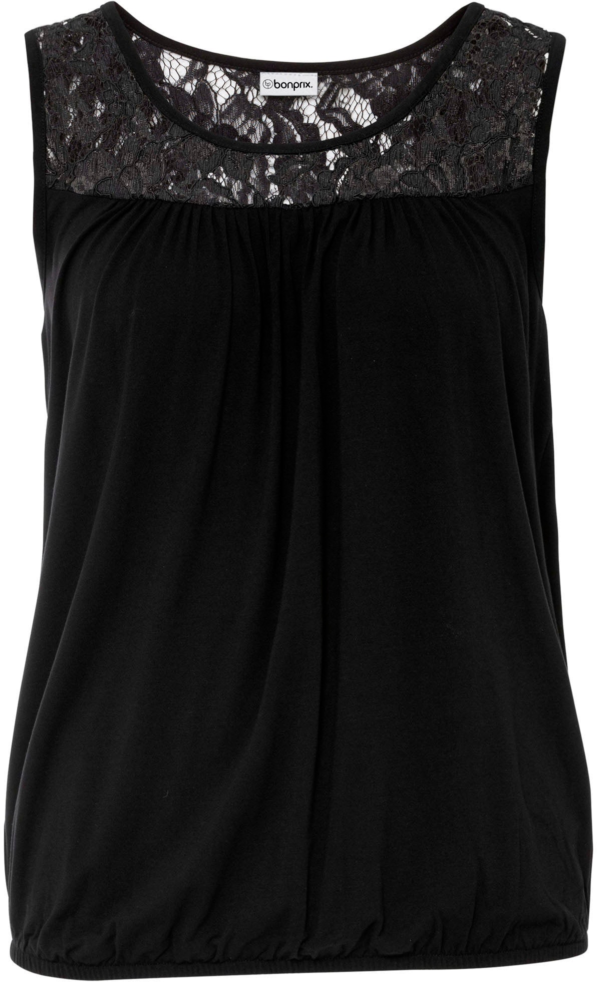 bonprix Shirttop lässige Passform, ärmellos, aus elastischem Viskosejersey und Spitze