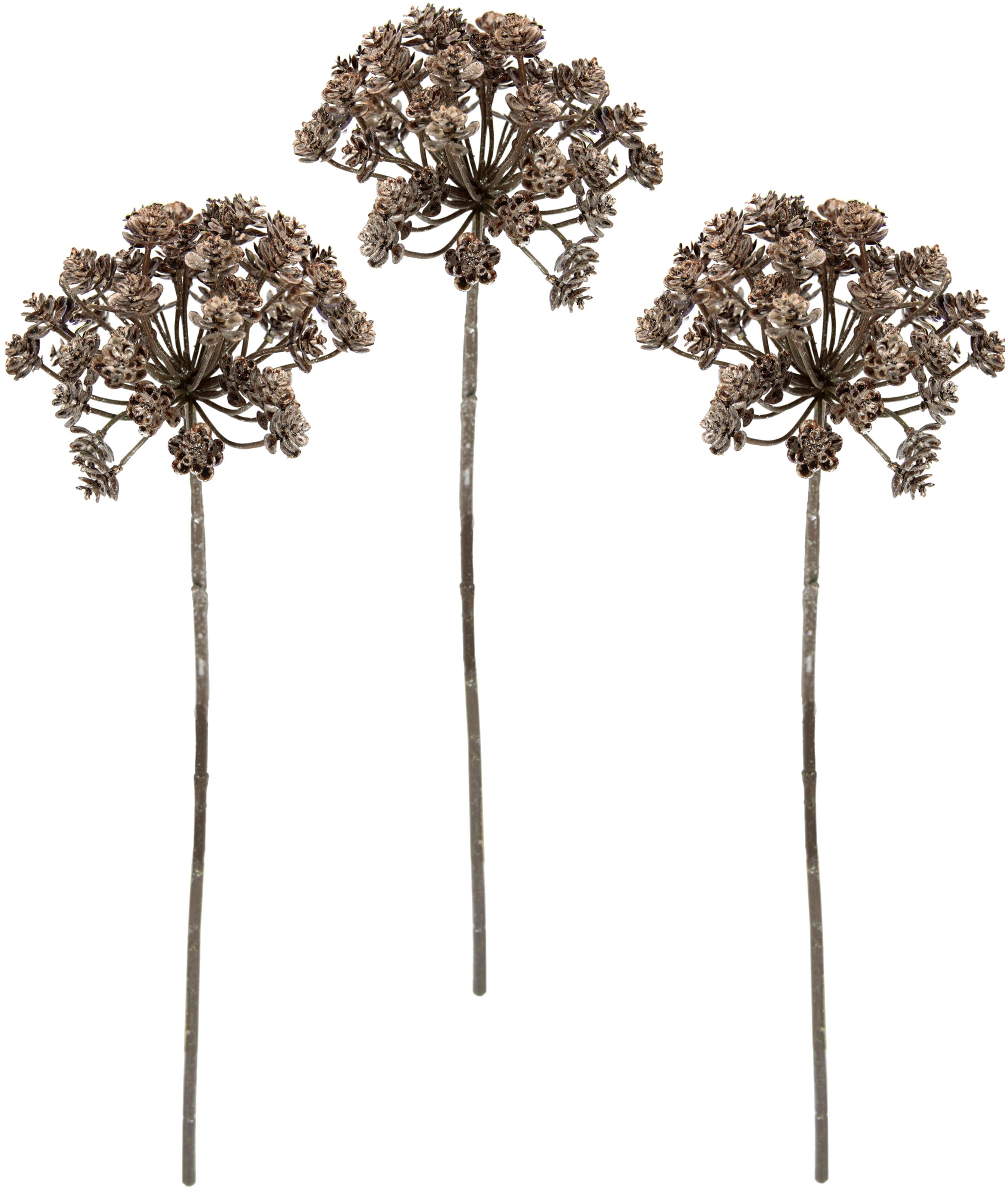 I.GE.A. Kunstblume »Dill«, Metallic-Distelzweig, Kunstzweige, 3er Set