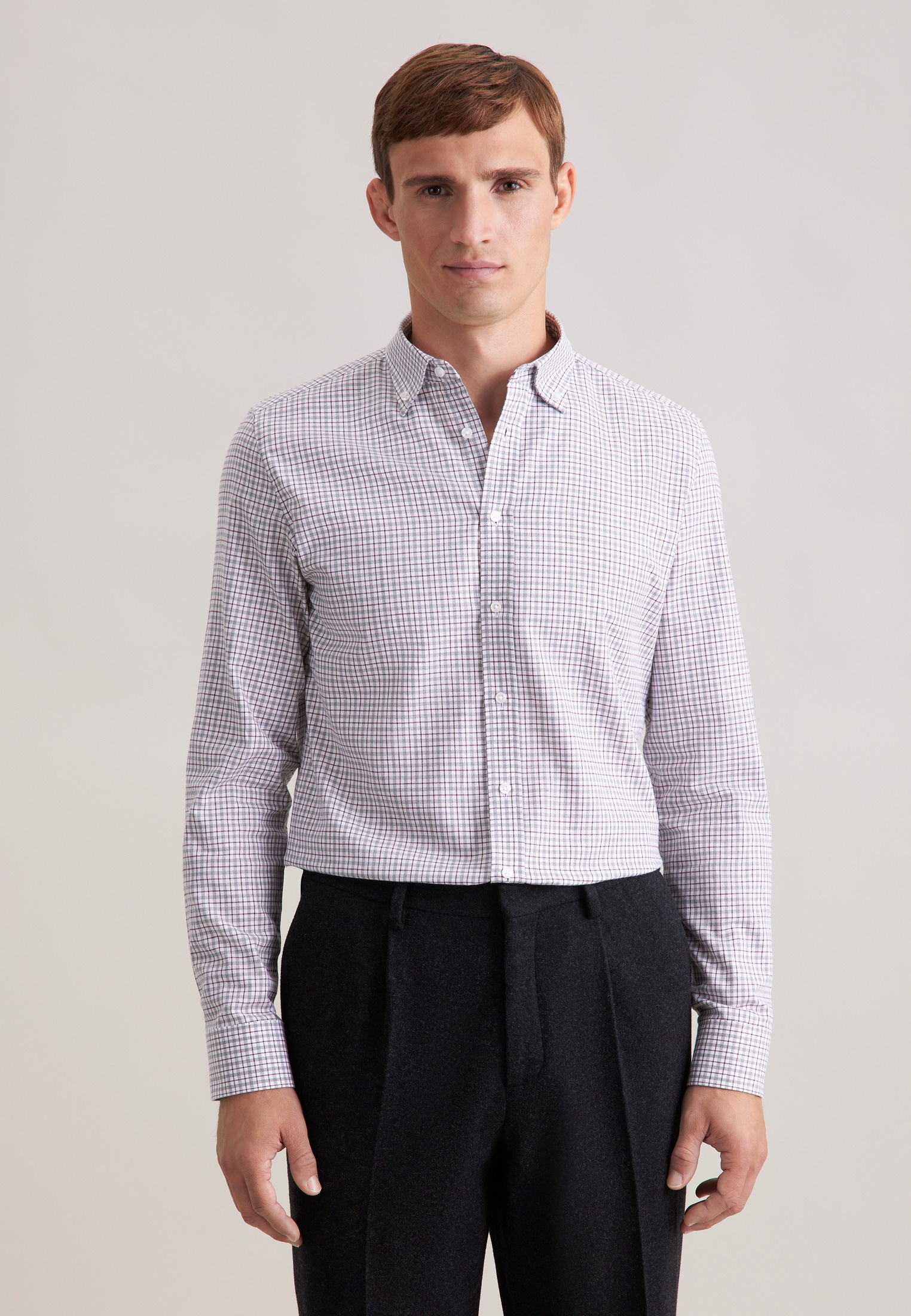 seidensticker Flanellhemd »Schwarze Rose« Slim 1/1 Button-Down-Kragen Karo