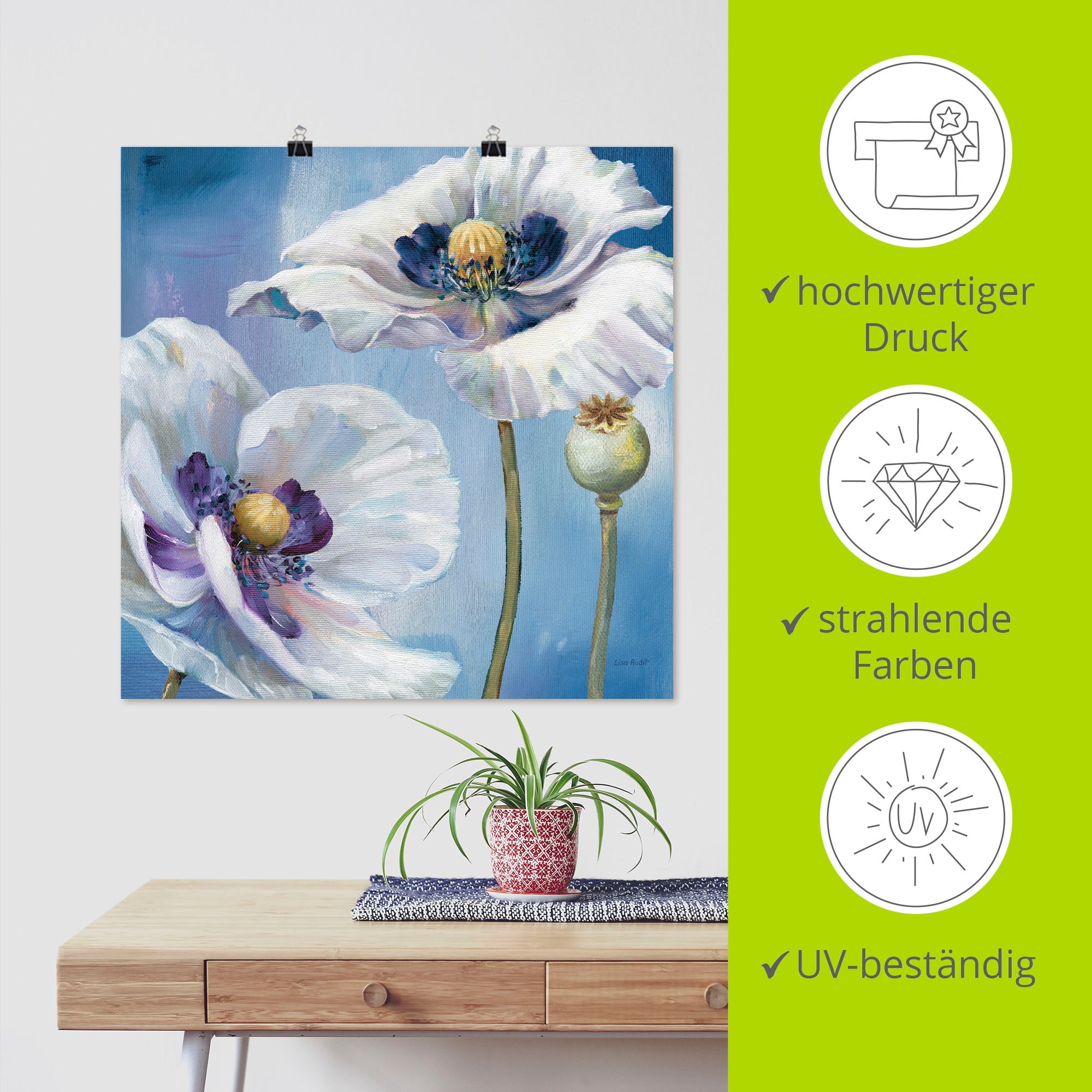 Artland Poster »Blauer Tanz II« Blumen 1 Stk. tlg. ohne Rahmen