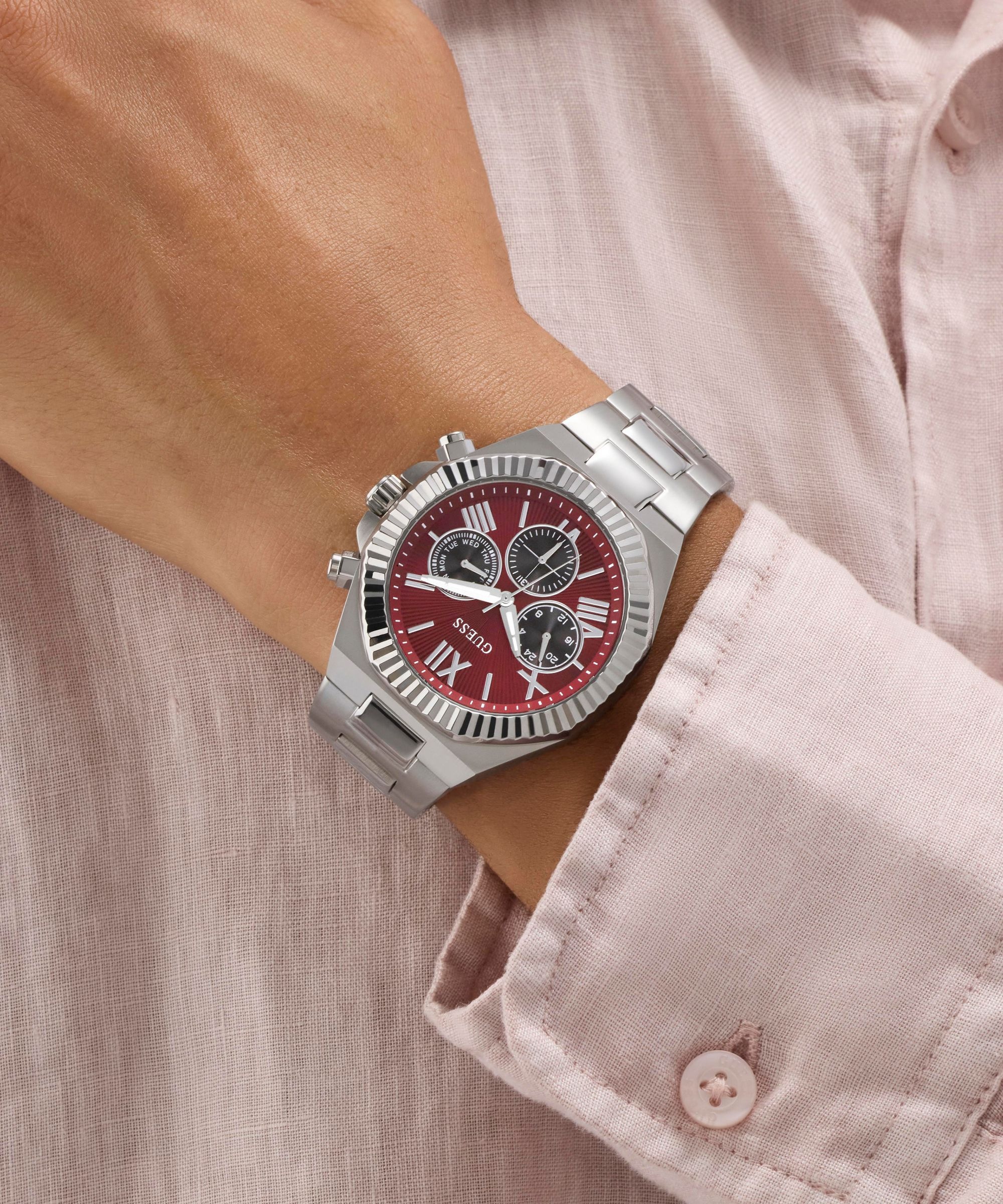 Guess Multifunktionsuhr »GUESS-EQUITY« Armbanduhr, Herrenuhr, Edelstahlarmband, analog, Wochentag, Tag