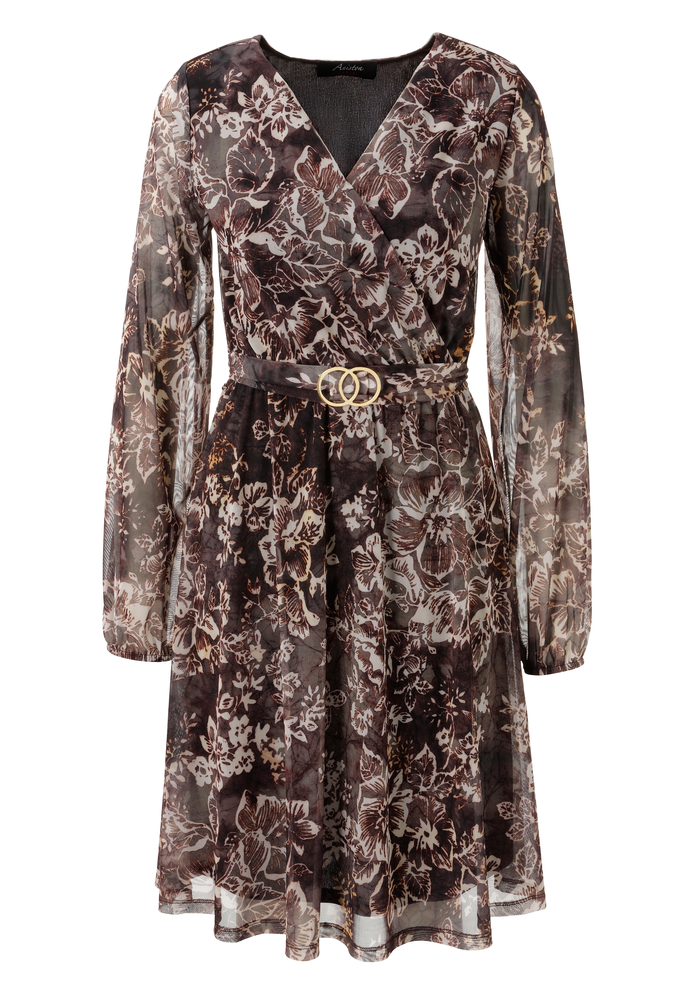 Aniston CASUAL Blusenkleid mit dekorativer Brosche am fixierten Bindeband - NEUE KOLLEKTION