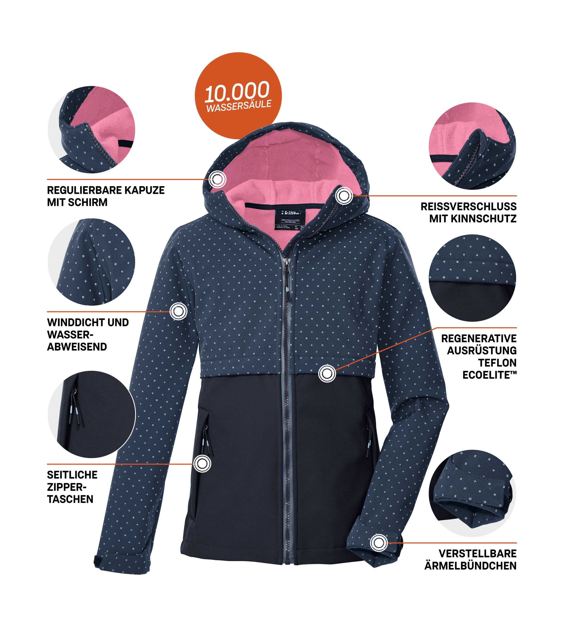 Killtec Softshelljacke »KOW 227 GRLS SFTSHLL JCKT« Softshelljacke für Kids: wind- und wasserabweisend, reflektierend
