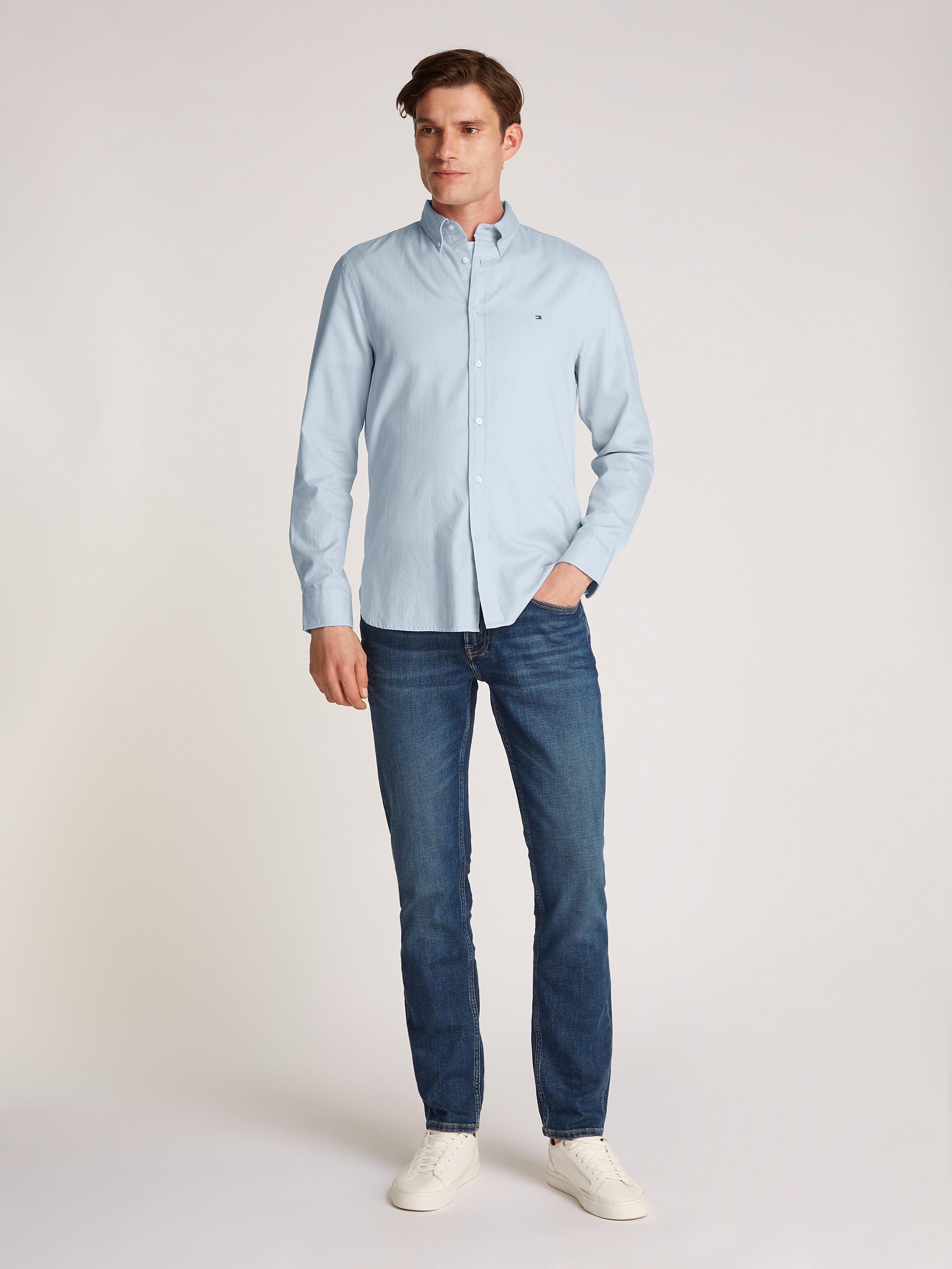 Tommy Hilfiger Businesshemd »FLEX DOBBY SF SHIRT«, mit Logostickerei
