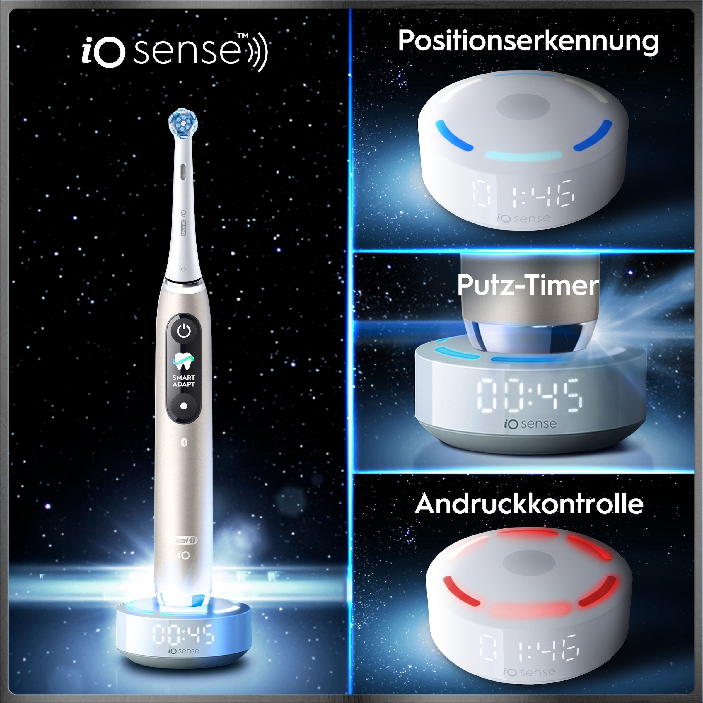 Oral-B Elektrische Zahnbürste »iO Series 10« 1 Stk. Aufsteckbürsten inkl. 1 Aufsteckbürste, iO Sense Schnellladestation, Lade-Reise-Etui