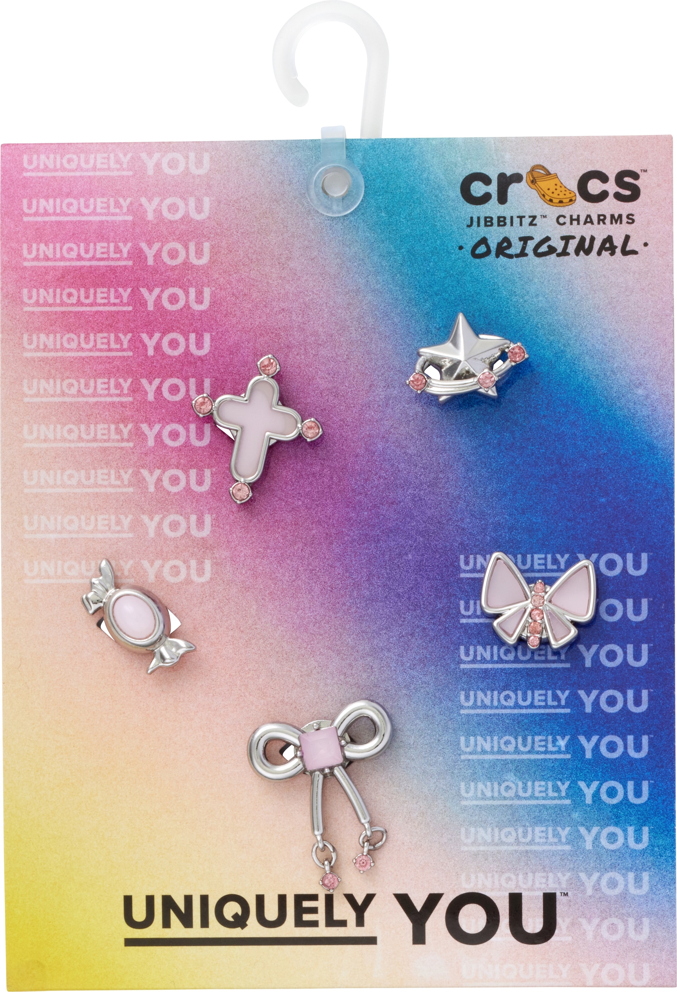 Crocs Schuhanstecker »Jibbitz™ Silver and Pink« Set, Kein Spielzeug. Nicht für Kinder unter 3 Jahren geeignet, 5 Stk. , Charm, Anstecker für Crocs Schuhe