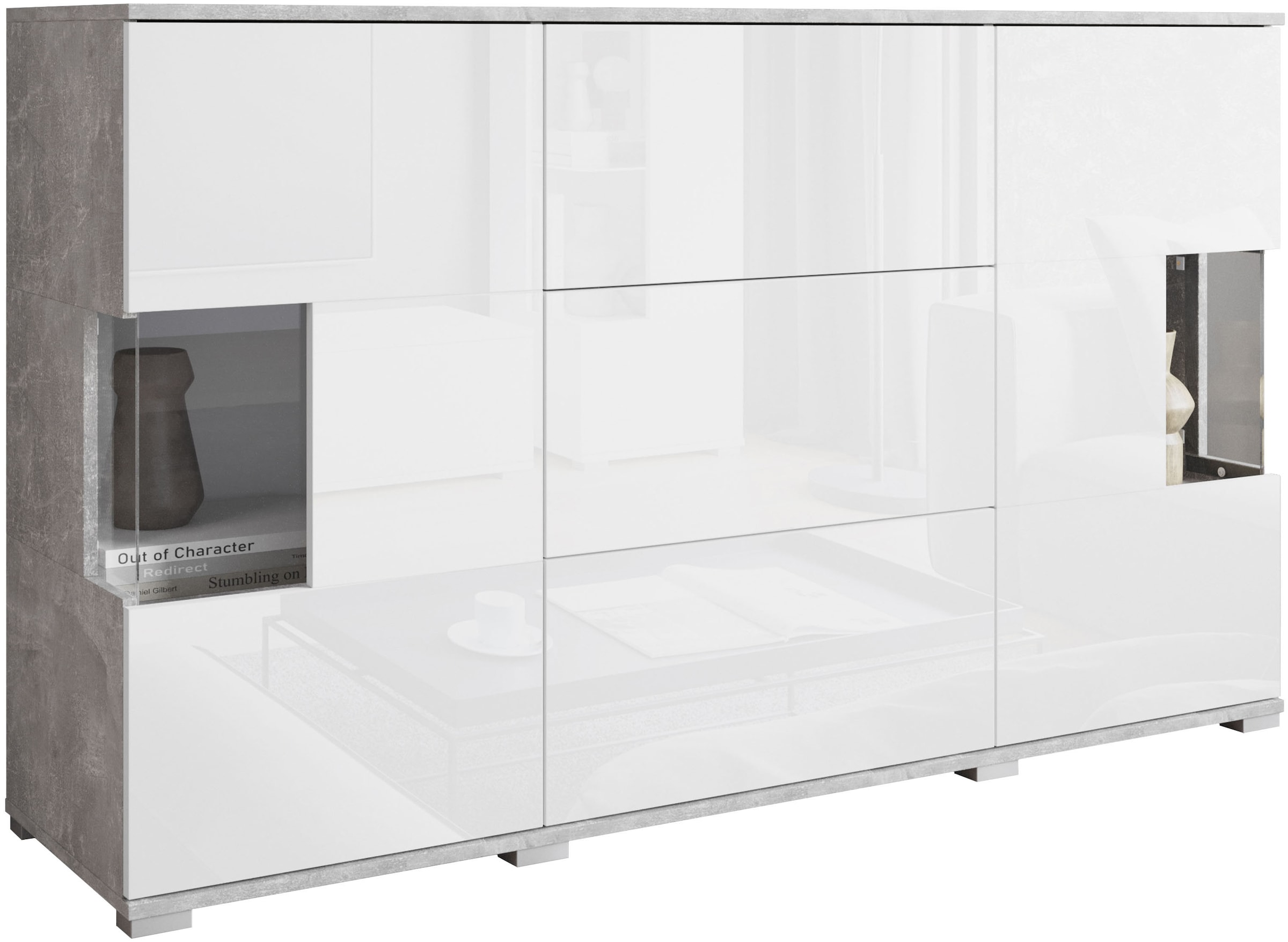 INOSIGN Sideboard »Kenia«, (1 St.), Sideboard mit 3 Schubladen, 6 Fächern, Glastüren, Breite 150 cm