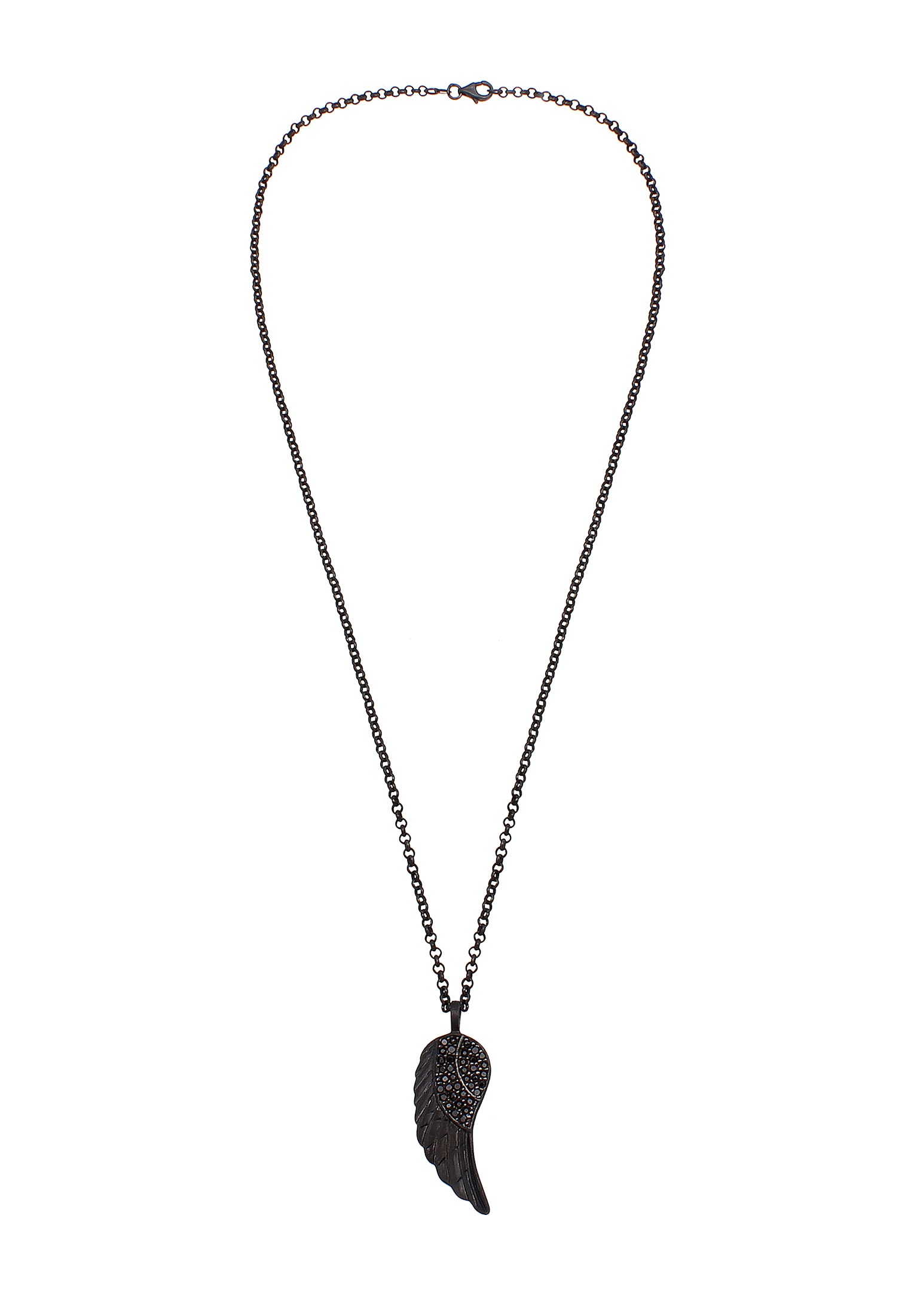 Kuzzoi Kette mit Anhänger »Halskette Flügel Zirkonia Schwarz 925 Sterling Silber«