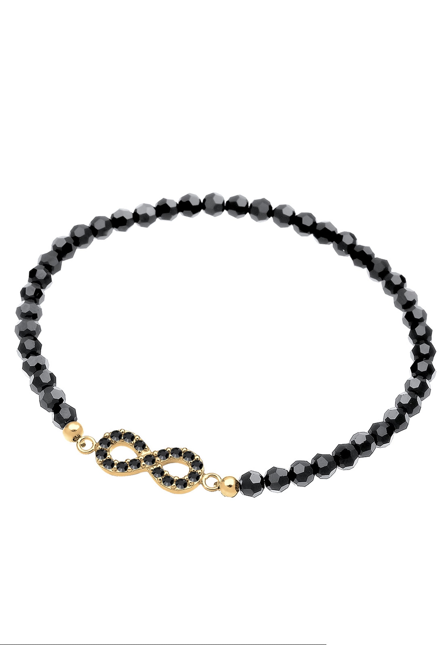 Elli Armkette »Armband Infinity Glas Kristalle Schwarz 925 Sterling Silber vergoldet«