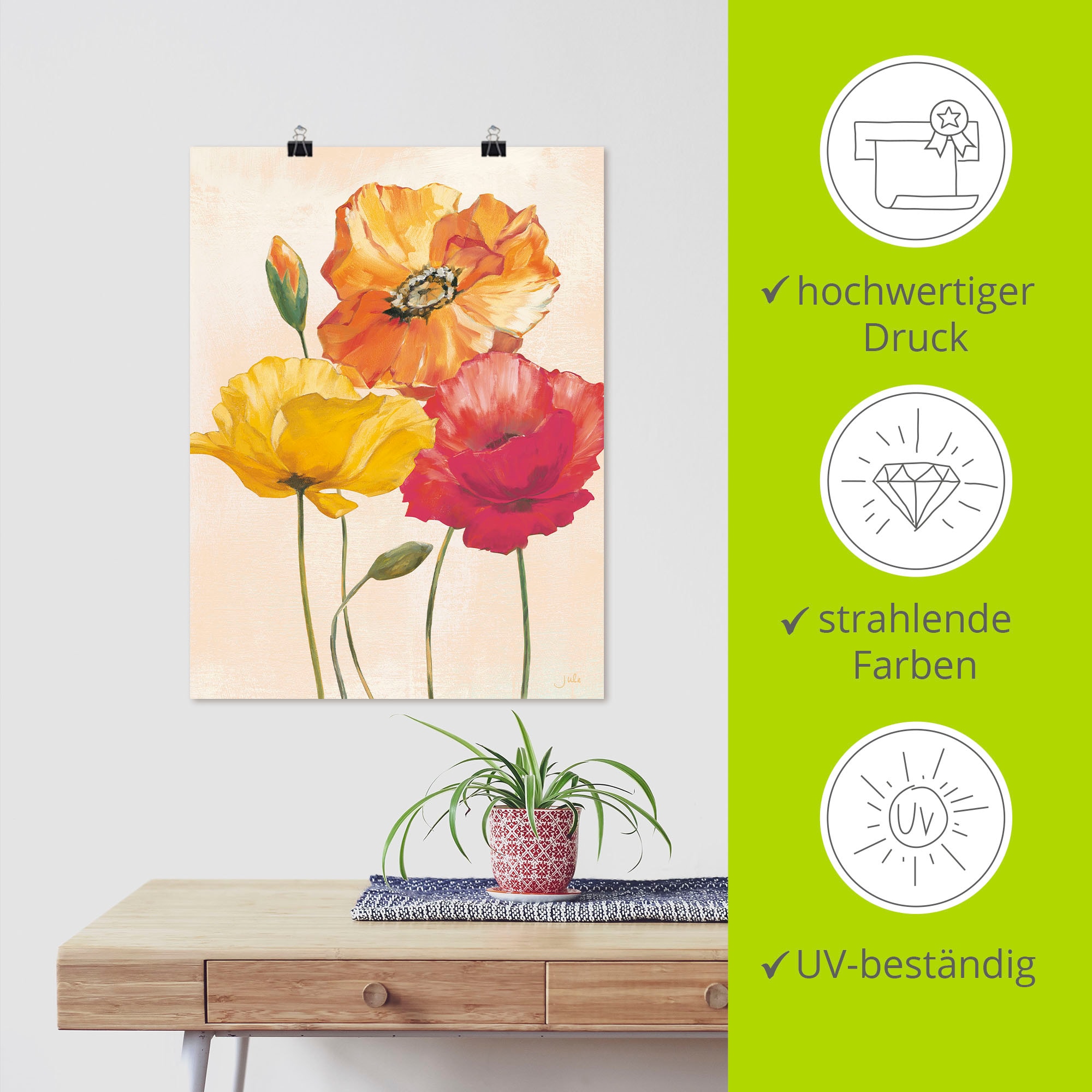Artland Wandbild »Bunte Mohnblumen I« Blumenbilder 1 Stk. tlg. als Leinwandbild, Poster in verschied. Größen