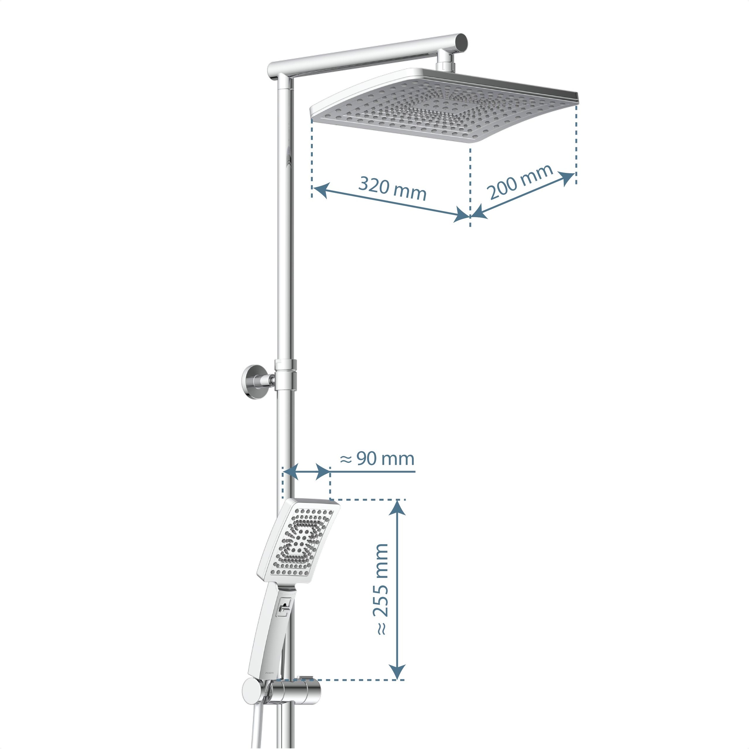 Schütte Duschbrause »TRENTO« Set,  mit Thermostatarmatur, 3-fach verstellbar, Antikalk-Noppen