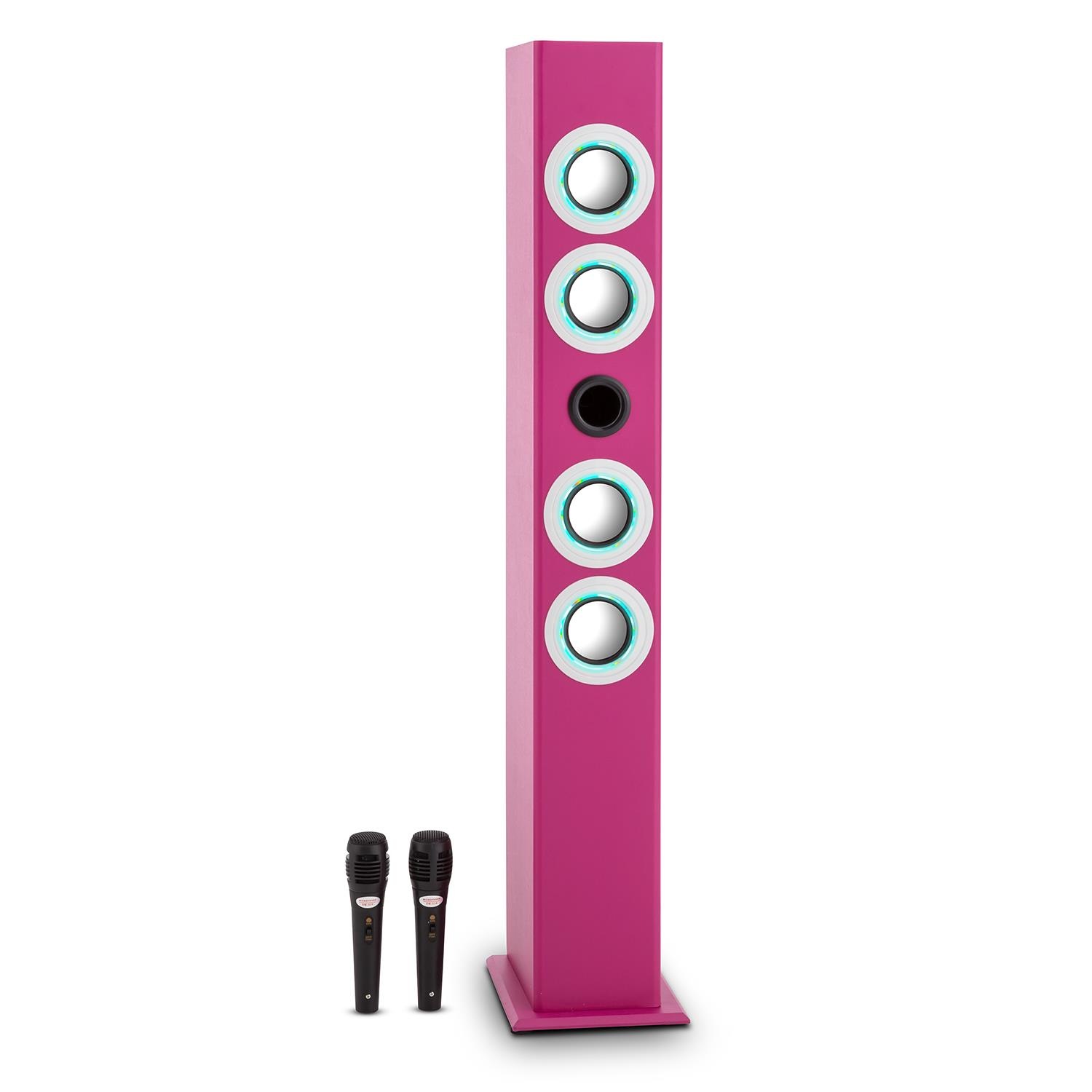 ONECONCEPT Karaoke Lautsprecher Bluetooth USB SD MP3 UKW AUX 2xMikro