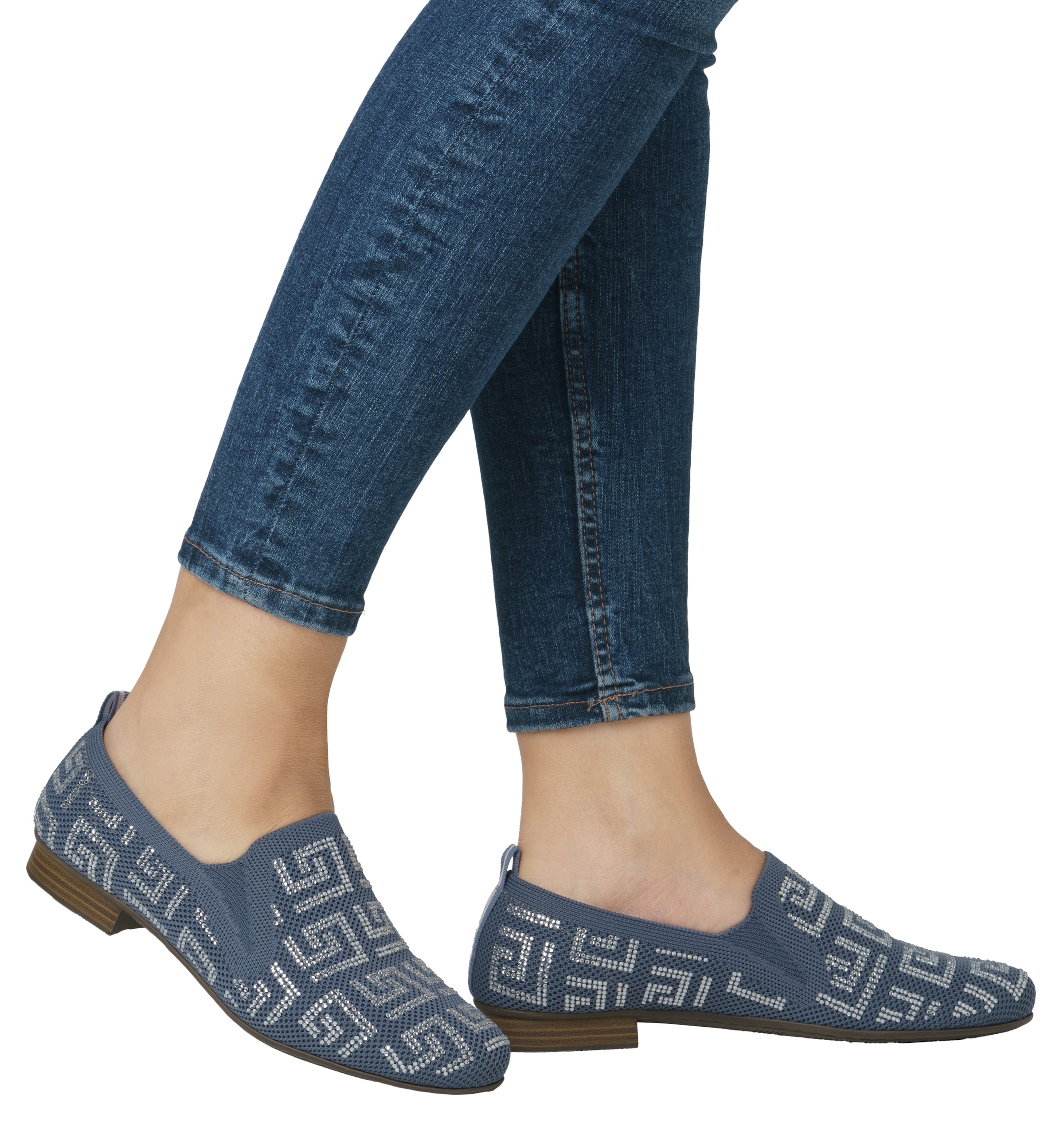 Rieker Slipper, Halbschuh, Schlupfschuh, Blockabsatz, Loafer mit Stretcheinsätzen