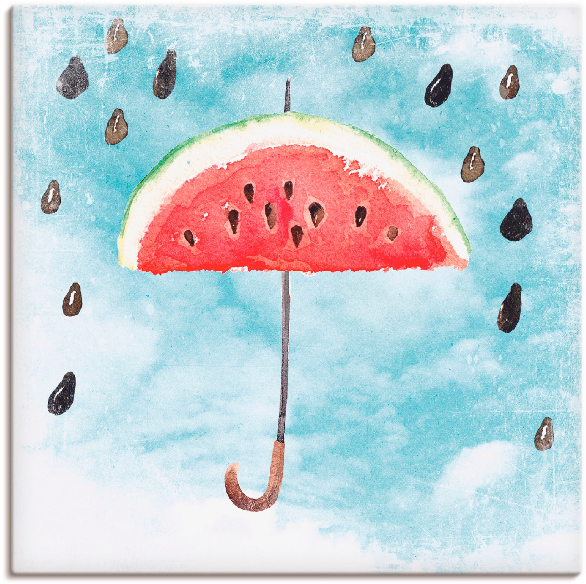 Artland Wandbild »Sommer Melonen Regen«, Lebensmittel, (1 St.), in vielen Größen & Produktarten - Alubild / Outdoorbild für den Außenbereich, Leinwandbild, Poster, Wandaufkleber / Wandtattoo auch für Badezimmer geeignet