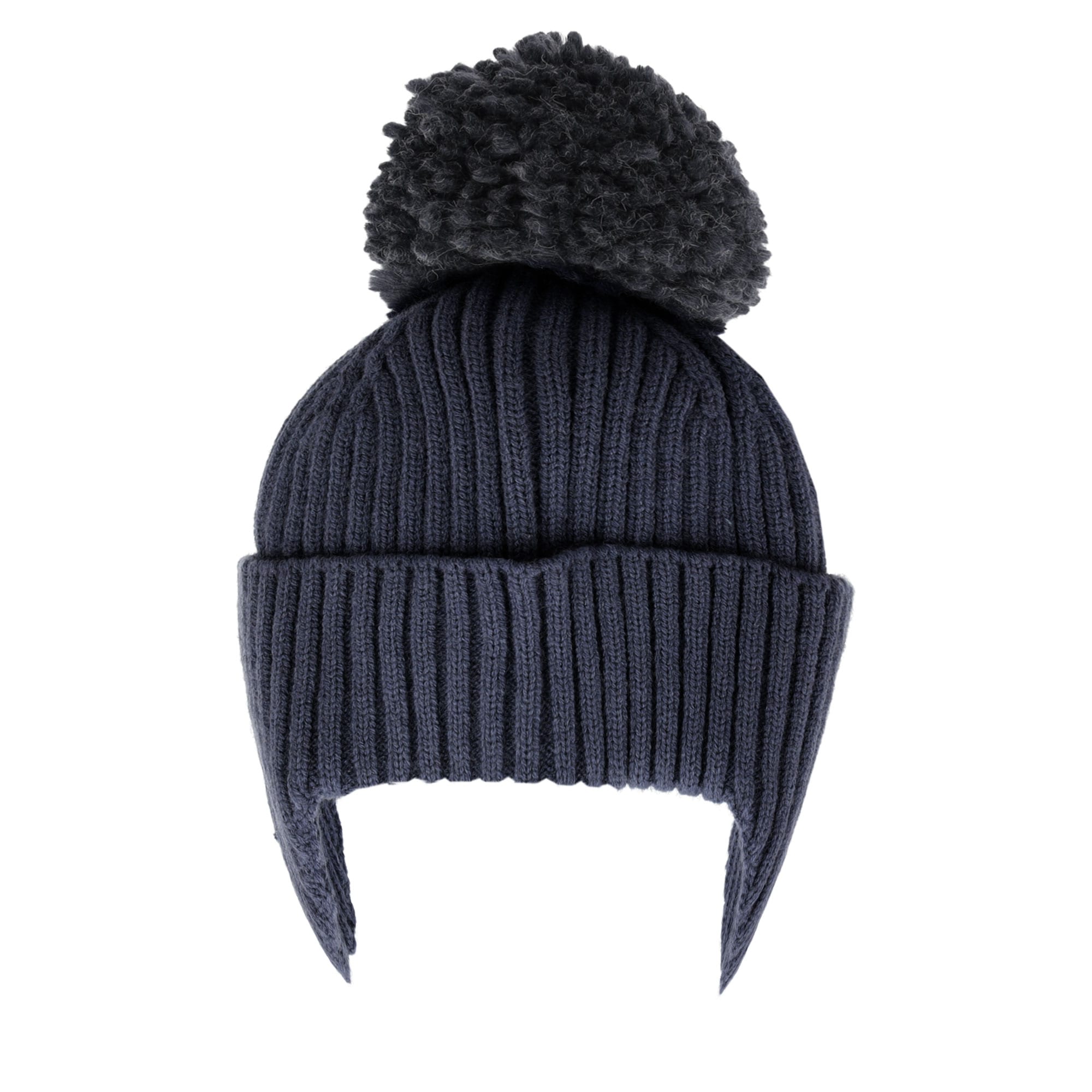 MAXIMO Strickmütze wärmend, breiter Umschlag, Ohrenklappen, Bommel