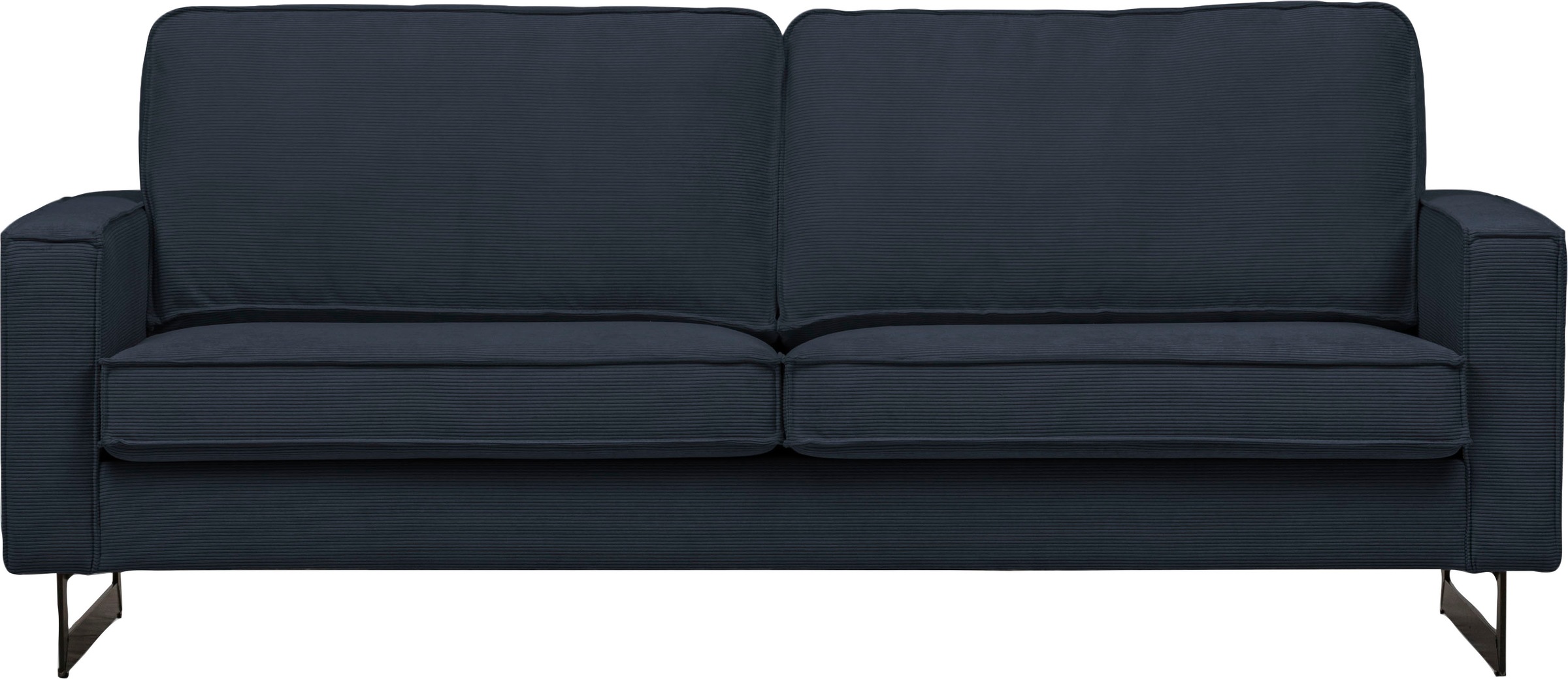 Home affaire 3-Sitzer »Pinto, 206 cm, Cord, Chenille, Lederoptik« mit Keder, schwarze Metallfüße, Wellenunterfederung