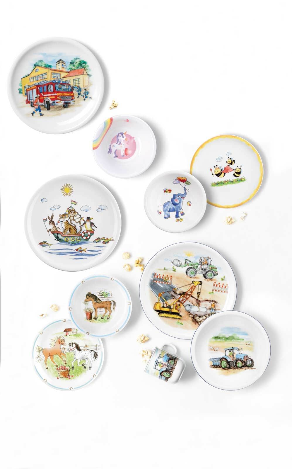 Seltmann Weiden Kindergeschirr-Set »Kindergeschirr Set Compact Auf der Baustelle 5er Set bunt« Spülmaschinengeeignet, Mikrowellengeeignet, Ofenfest, Salamandergeeignet, Kühlschrankgeeignet, Gefrierschrankgeeignet