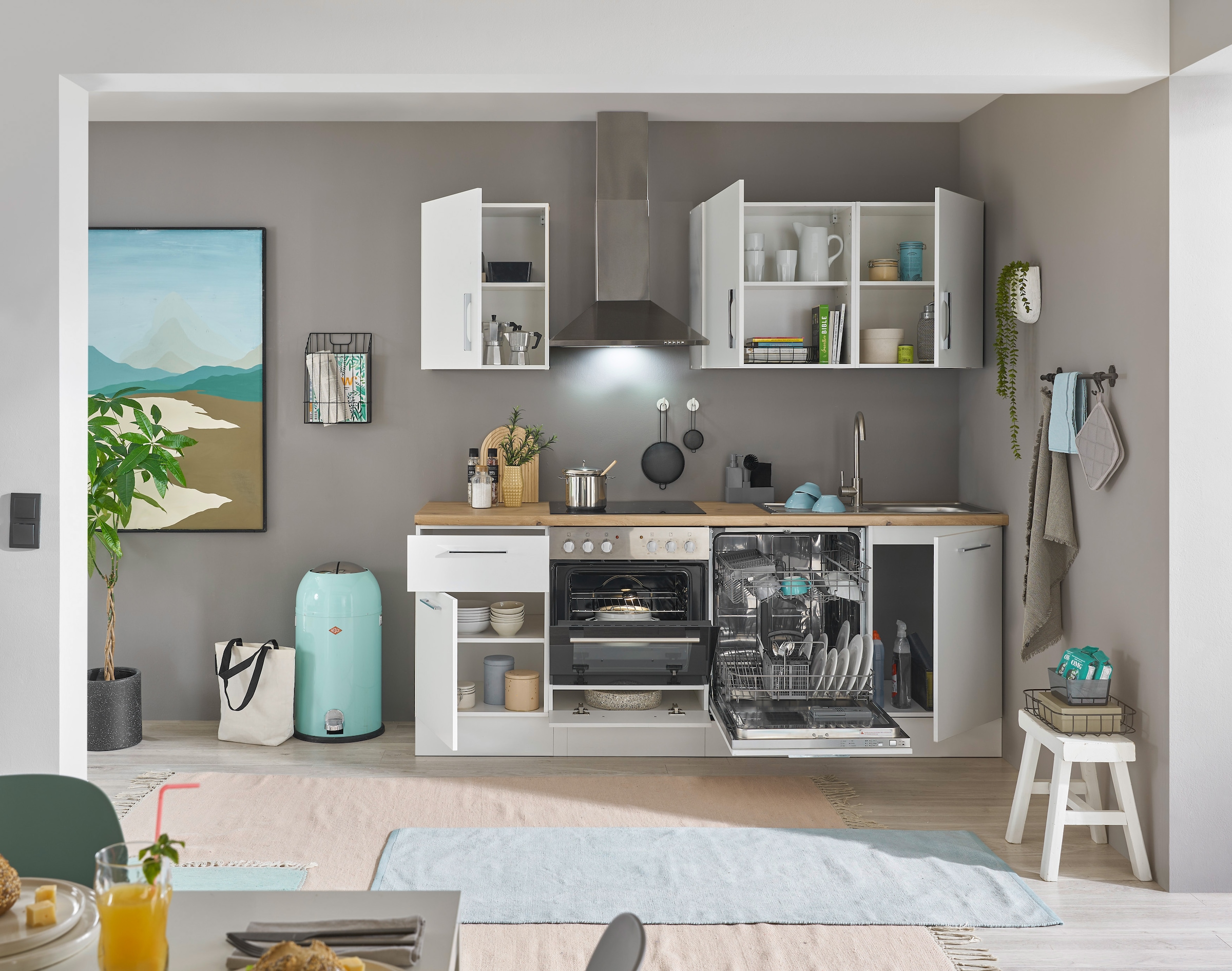 BASIC by Balculina Küchenzeile »Turin«, Breite 220 cm, wahlweise mit E-Geräten