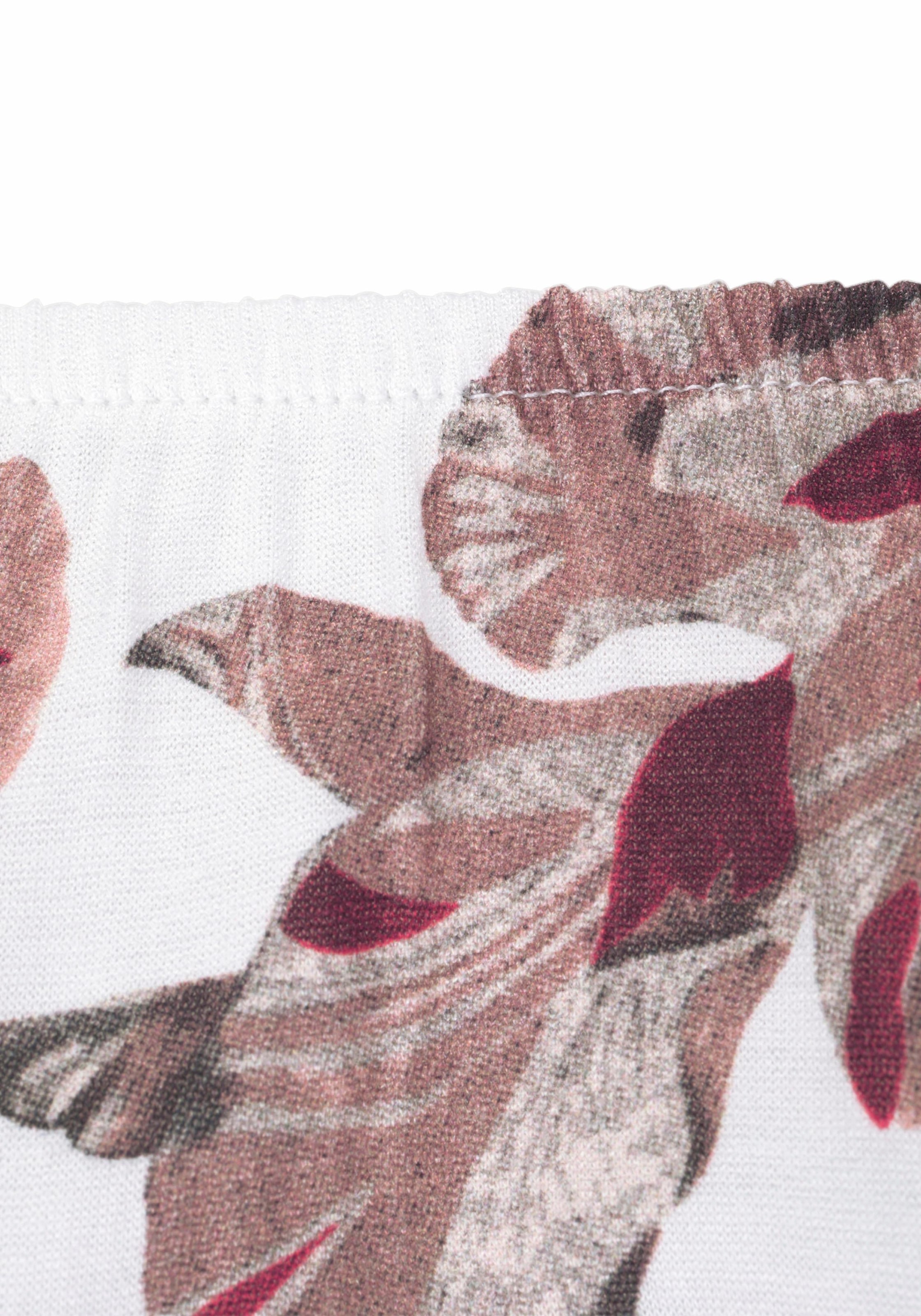 LASCANA Strandshirt, mit floralem Print und Carmen-Ausschnitt, Blusenshirt,  Trompetenärmel bestellen bei OTTO