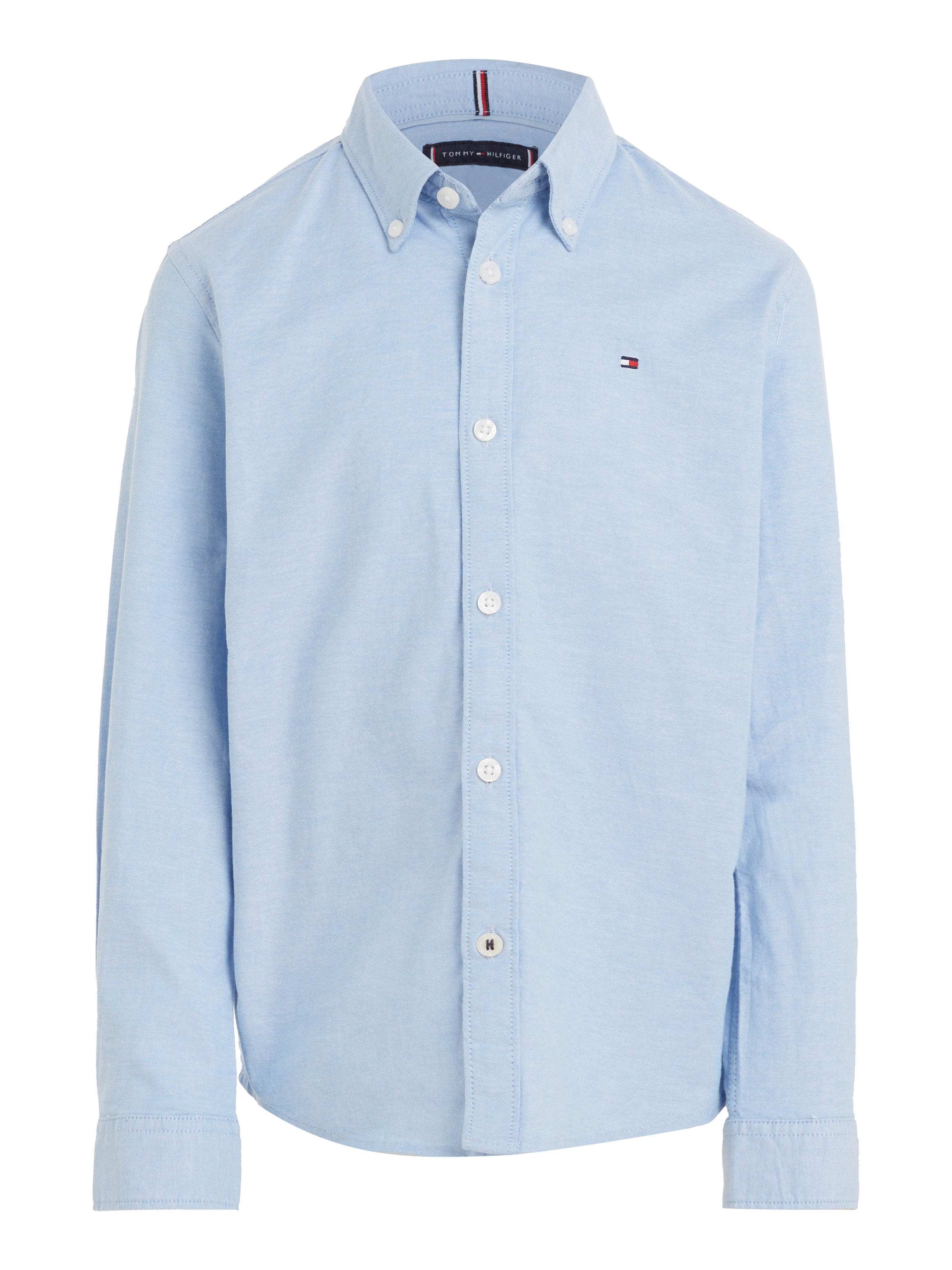 Tommy Hilfiger Langarmhemd »BOYS STRETCH OXFORD SHIRT L/S«, Kinder bis 16 Jahre, Button-down-Kragen, Langarm, Logo-Flag