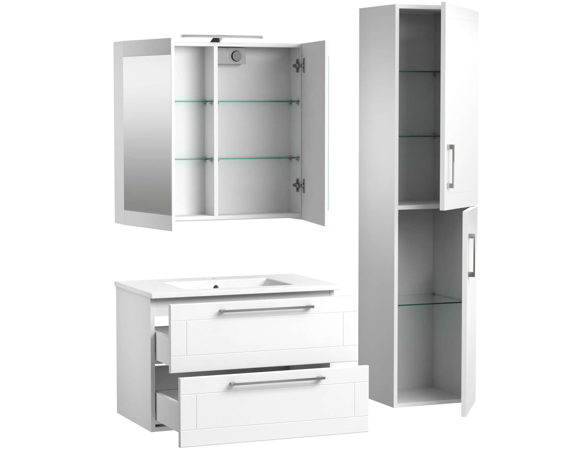 welltime Badezimmerspiegelschrank »Serena Retro«, FSC®-zertifiziertes Material, Breite 81,5 cm, mit LED-Beleuchtung