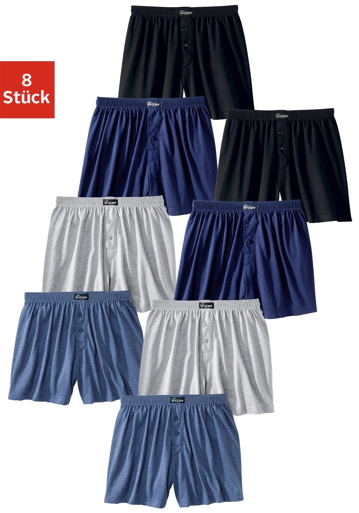 le jogger® Weiter Boxer, (Packung, 8 St.), aus angenehm weicher Baumwoll-Qualität