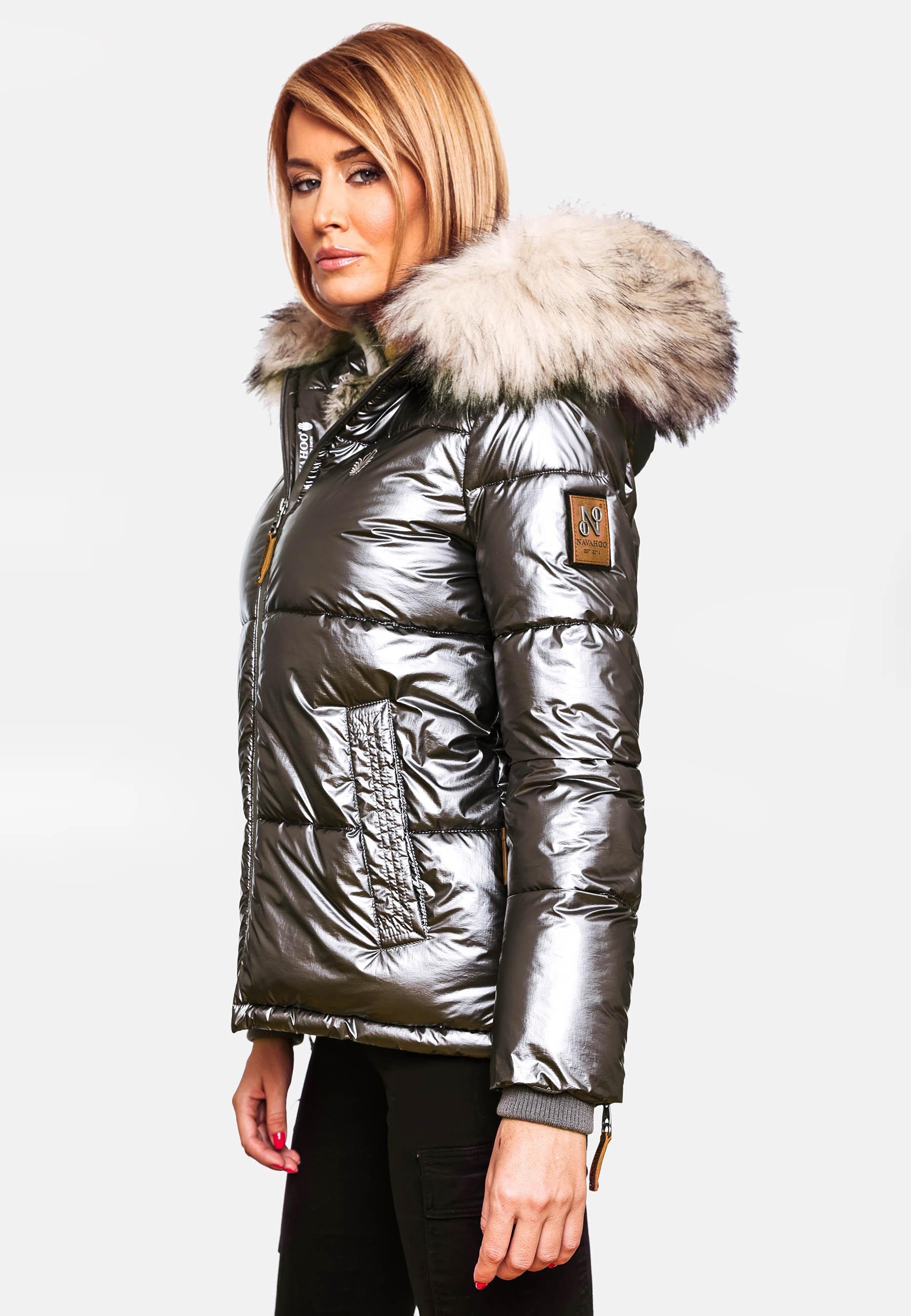 Navahoo Winterjacke »Winterjacke Tikunaa«, mit Kapuze, warm gefütterte Damen Steppjacke mit Kunstfellkapuze