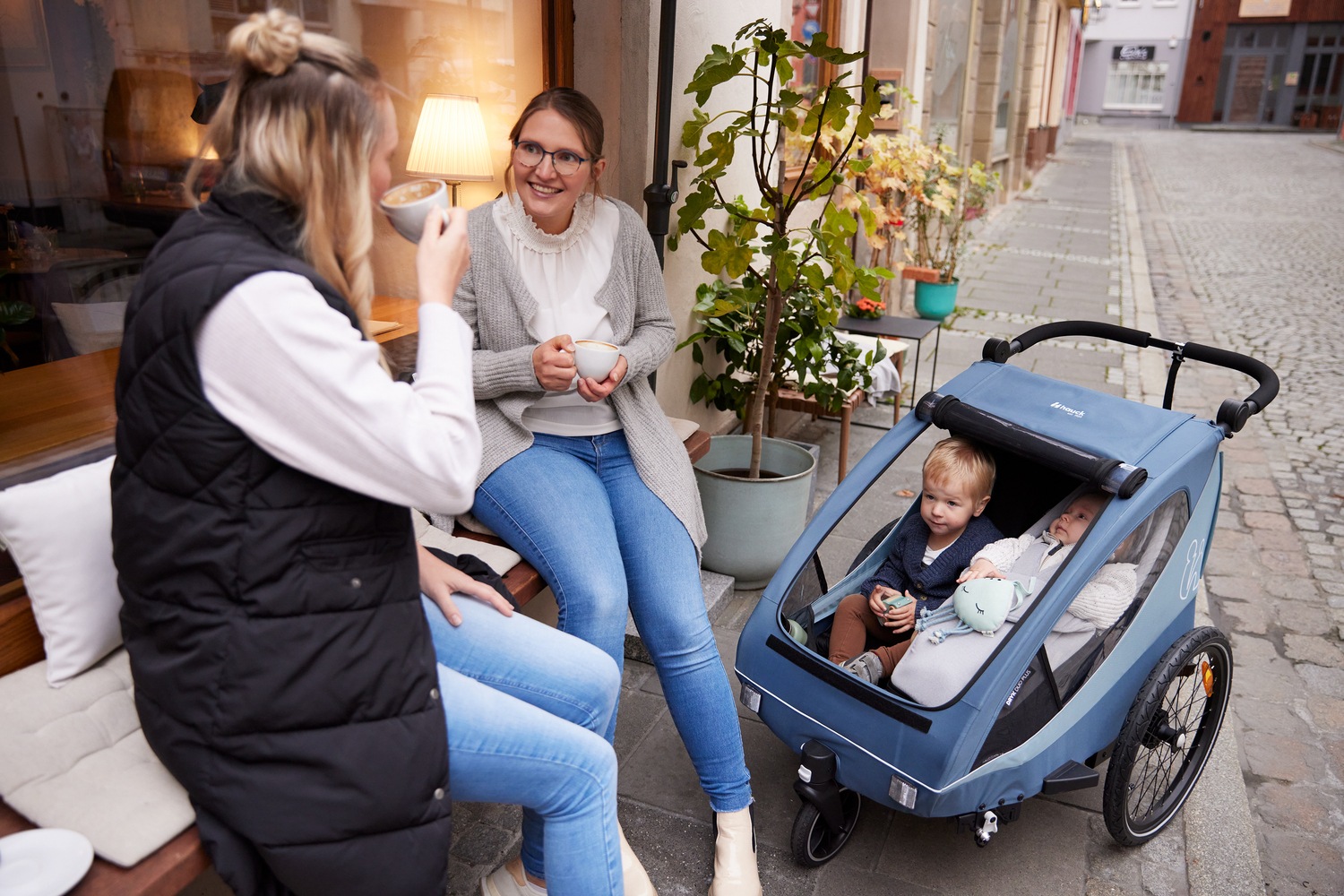 Hauck Fahrradkinderanhänger »2in1 Bike Trailer und Buggy Dryk Duo Plus, dark green«, für 2 Kinder; inklusive Deichsel