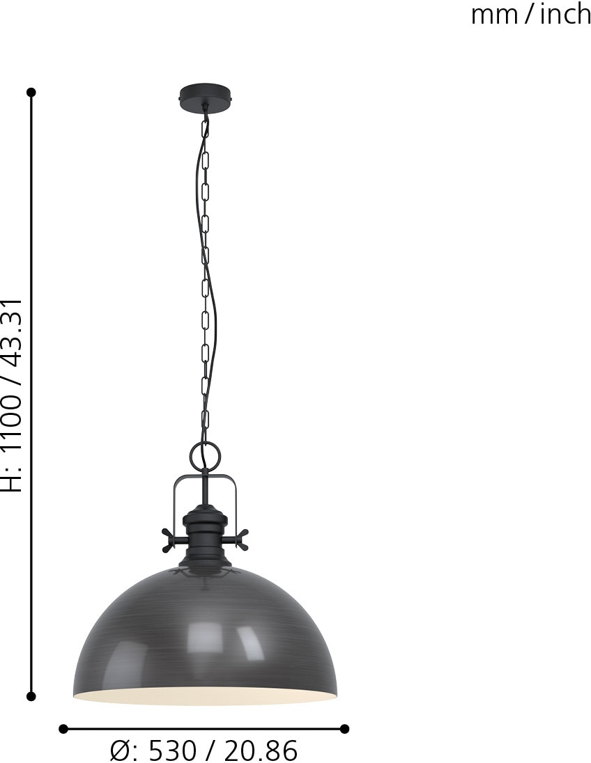 EGLO Pendelleuchte »COMBWICH«, 1 flammig, Leuchtmittel E27 | ohne Leuchtmittel, Hängelampe 53 cm,Hängeleuchte, Esstischlampe, Wohnzimmerlampe, E27