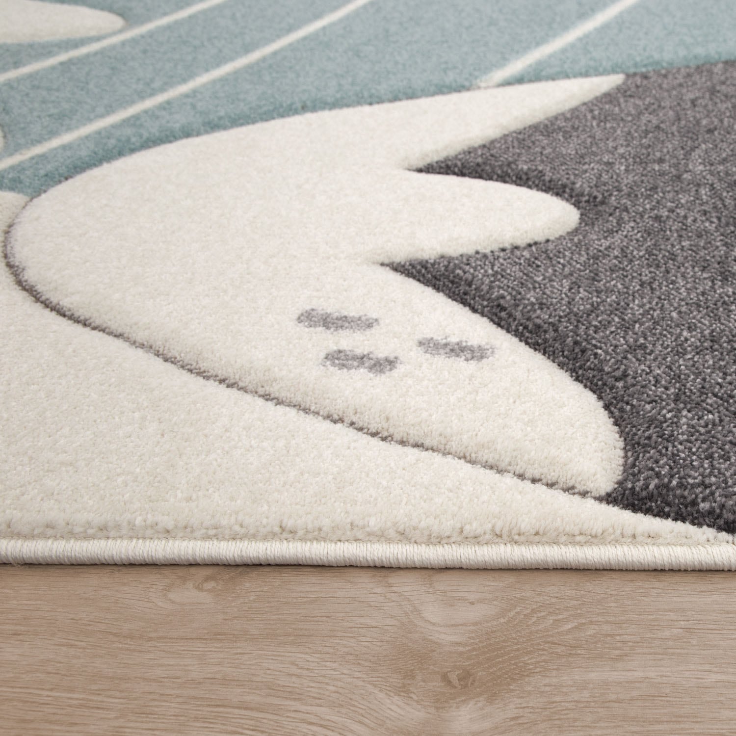Paco Home Kinderteppich »Cosmo 707«, rechteckig, 13 mm Höhe, 3D-Design, niedliches Motiv Berge & Sterne, Pastell-Farben