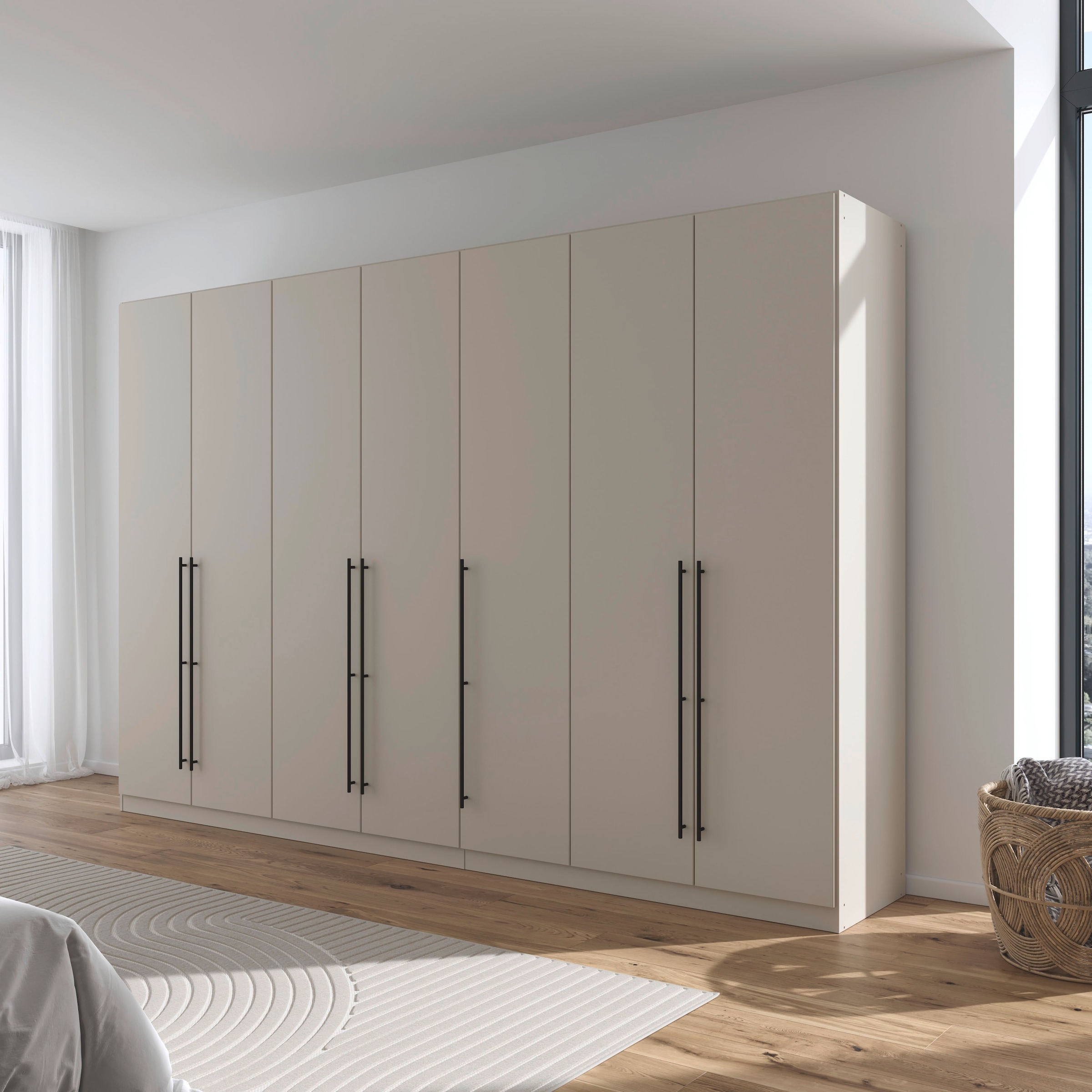 rauch Kleiderschrank »Drehtürenschrank Schrank Garderobe Wäscheschrank Schlafzimmer AVOLA«, (in 3 verschiedenen Ausstattungen BASIC/CLASSIC/PREMIUM), mit hochwertigen Stangengriffen in Schwarz aus Metall MADE IN GERMANY