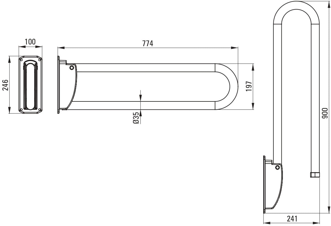 Deante Haltegriff »»Vital« Wandhalterung, klappbar, Ausführung Stahl, 76cm«, Tragegewicht 150 kg, einfache Montage