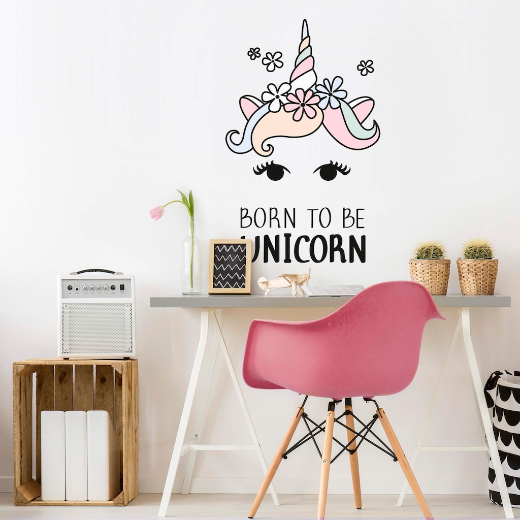 Wall-Art Wandtattoo »Kvilis Einhornkopf Born to be Unicorn«