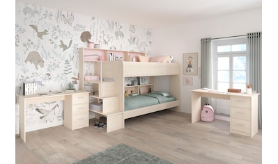 Jugendzimmer-Set »Bibop«, (3 St., Etagenbett, zwei Schreibtische)