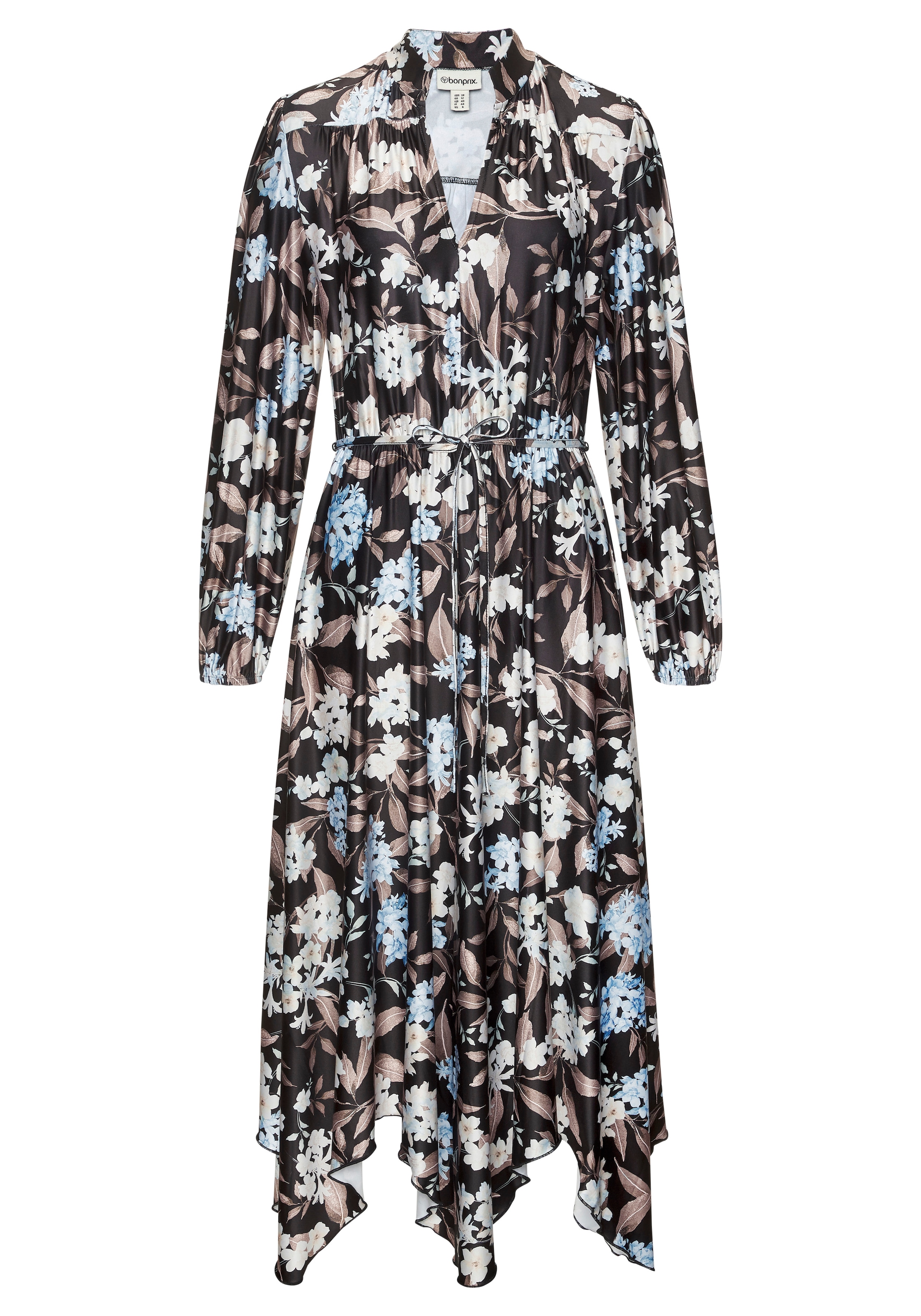 LASCANA Midikleid mit Bindegürtel,  Ohne Taschen aus bügelfreier Qualität mit Blumendruck
