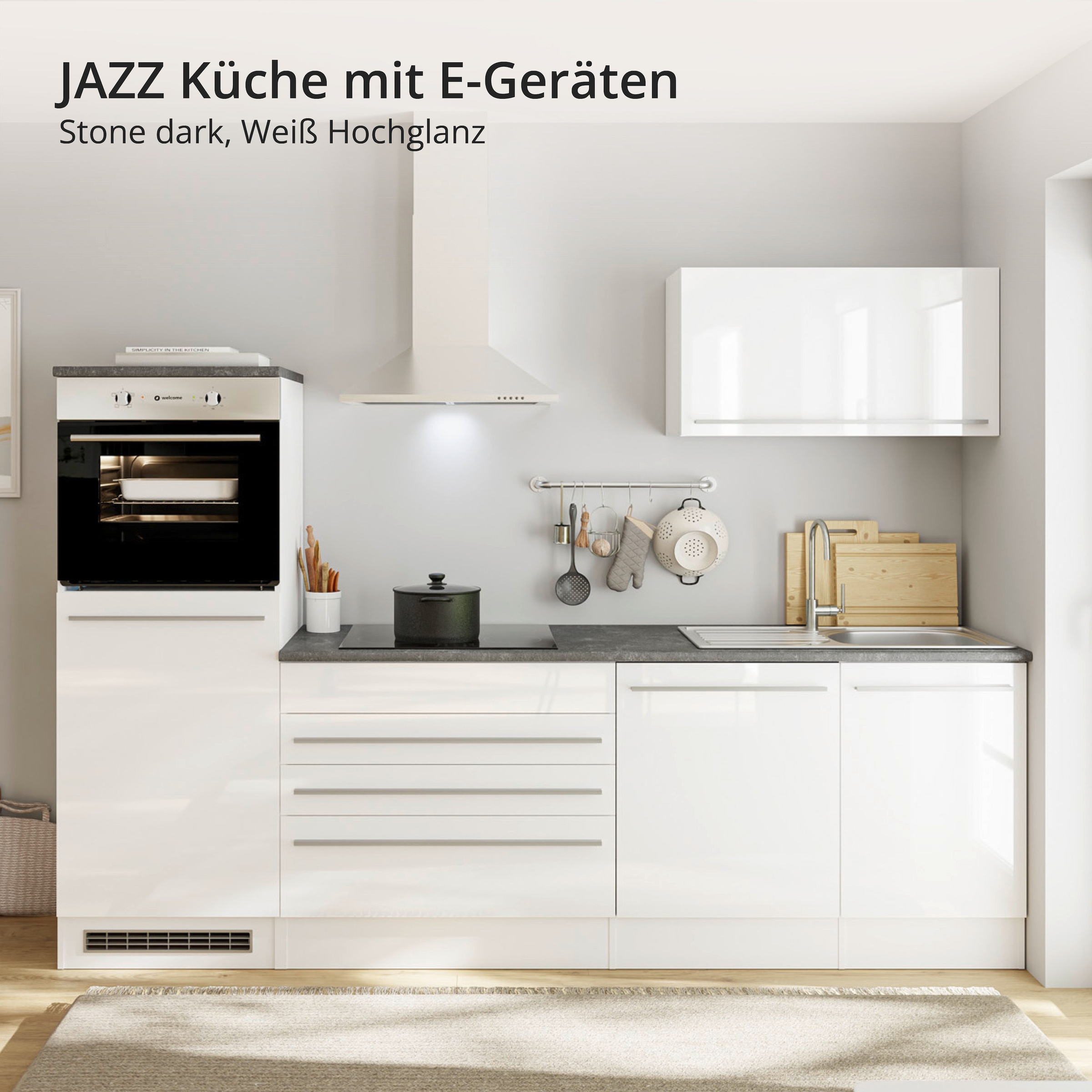 BASIC by Balculina Küchenzeile »Jazz« Breite 260 cm, wahlweise mit E-Geräten