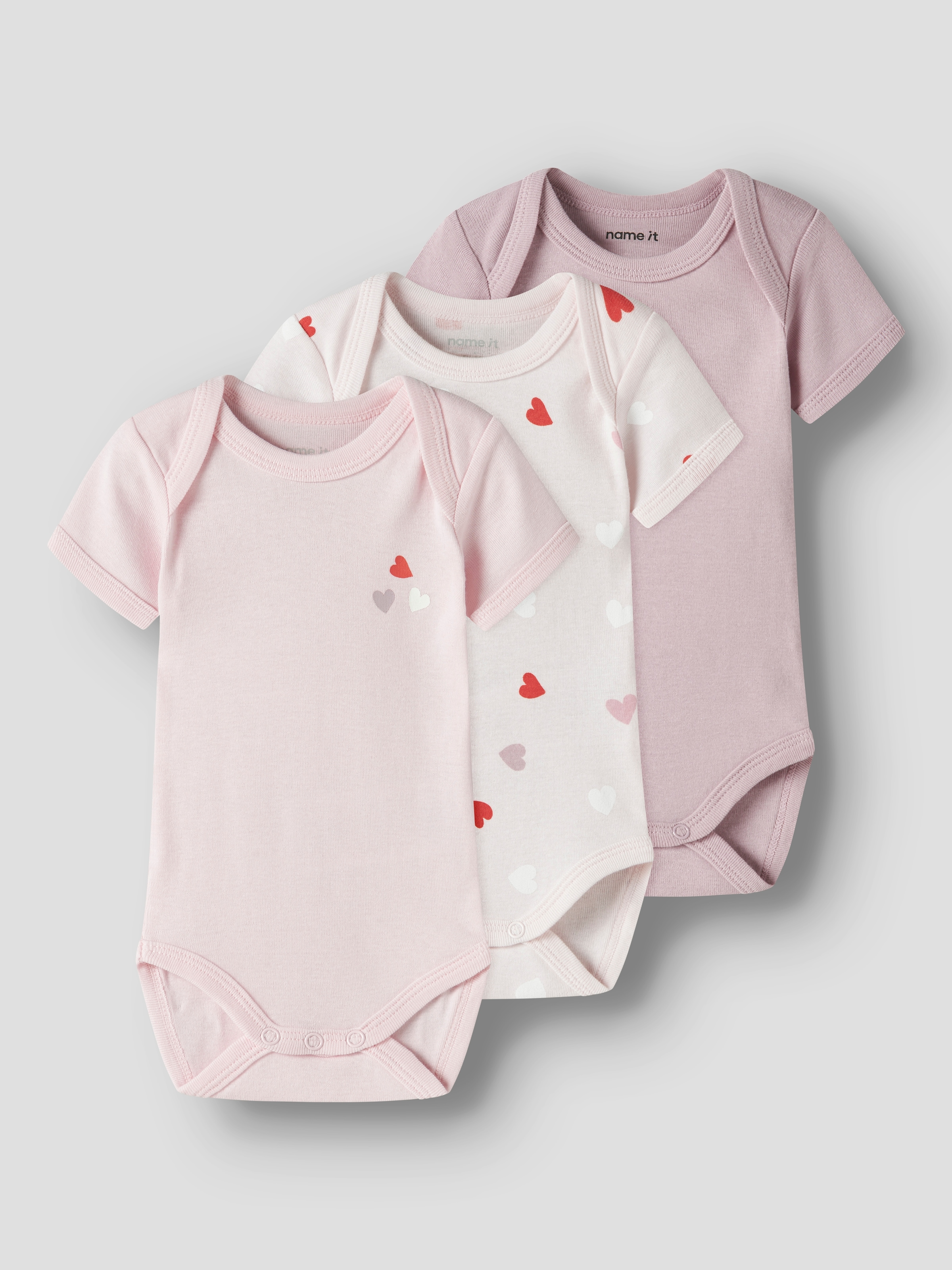 Name It Kurzarmbody »NBFBODY 3P SS CARINARIA HEART NOOS« Packung, 3 tlg.